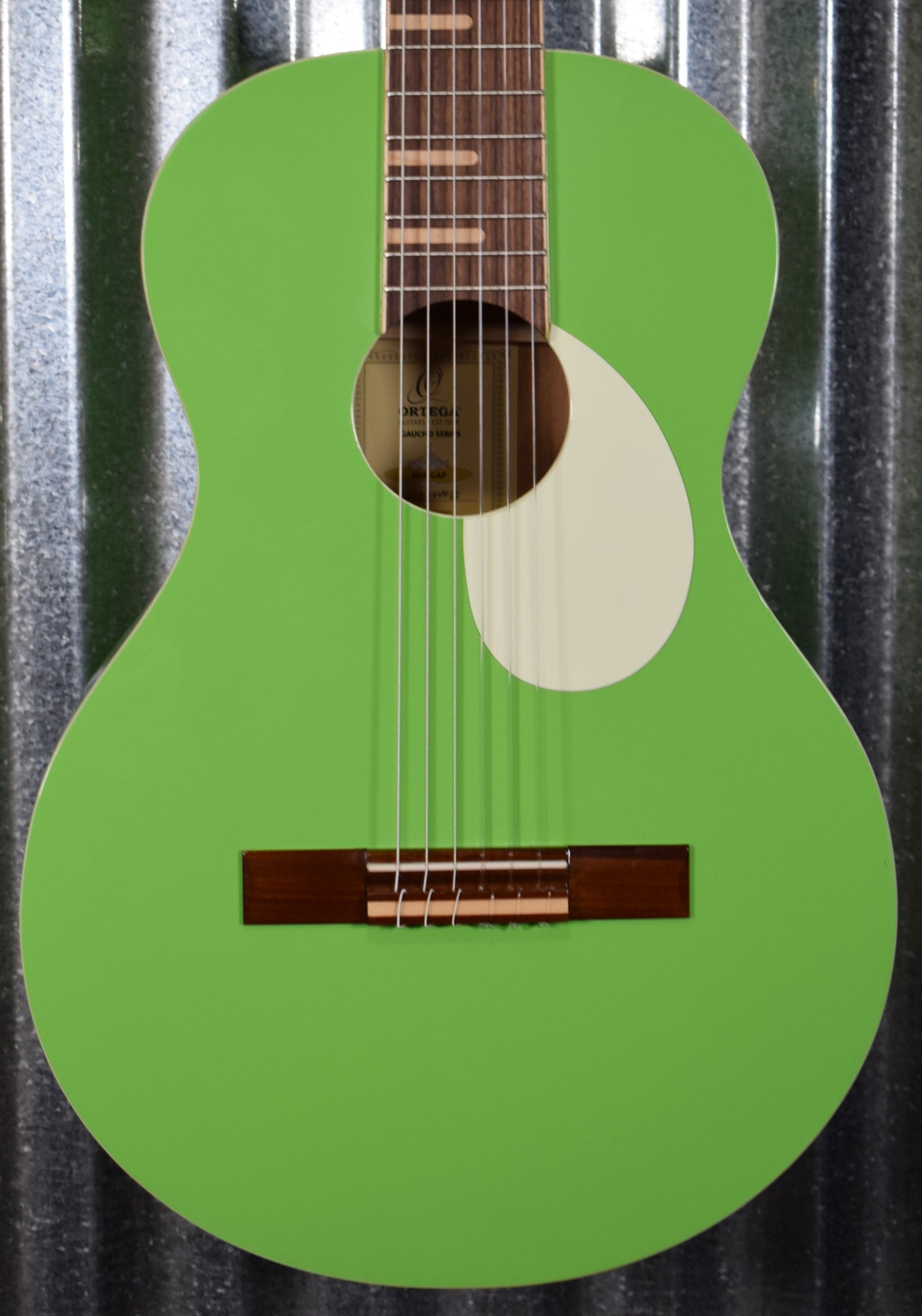Ortega RGA-GAP Gaucho Acoustic Nylon String Parlor Green Apple Guitar & Bag #0015