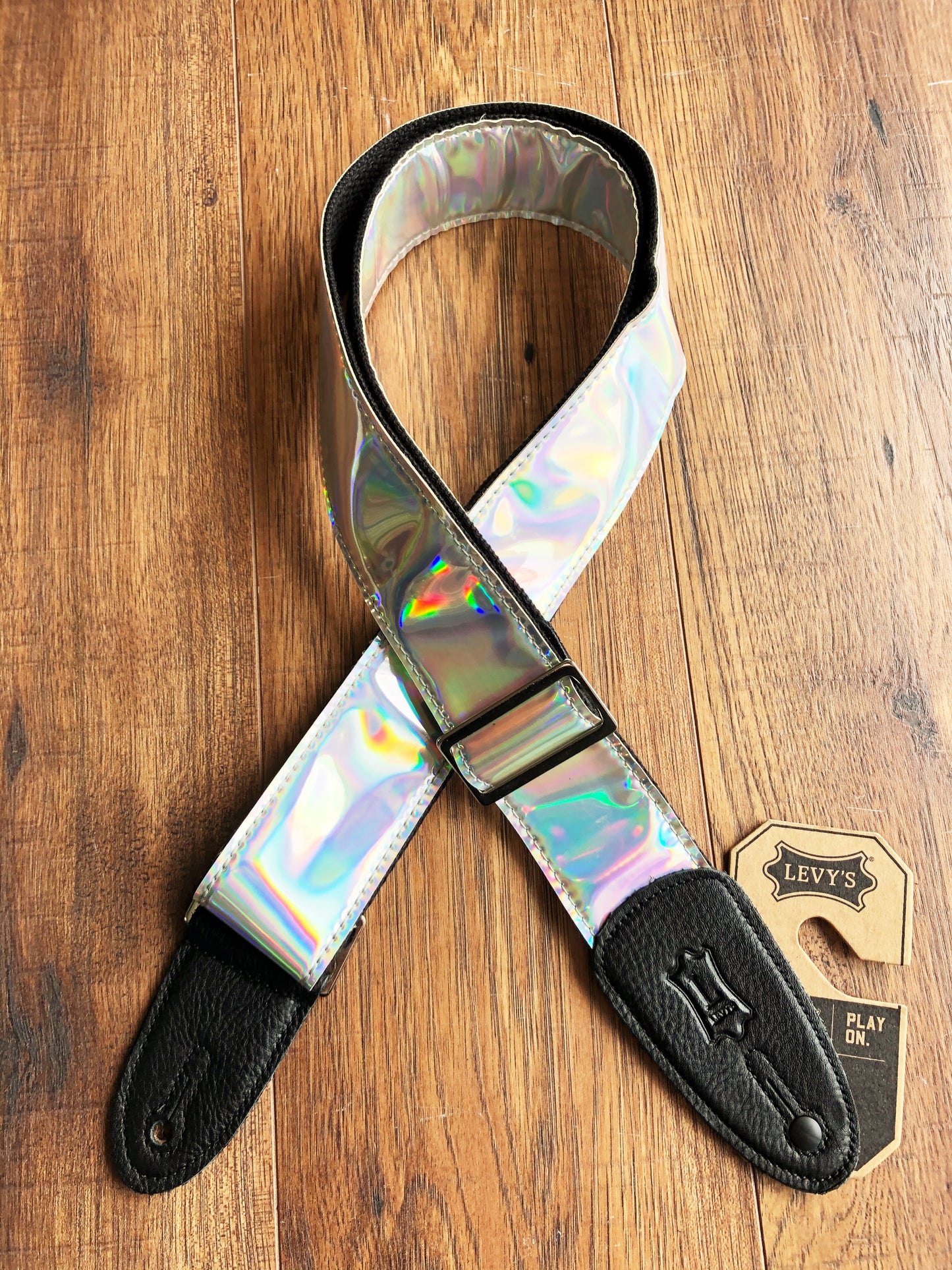 Levy's M7SC-SIL 2" Adjustable Vinyl Guitar & Bass Strap Silver Spectrum Rainbow