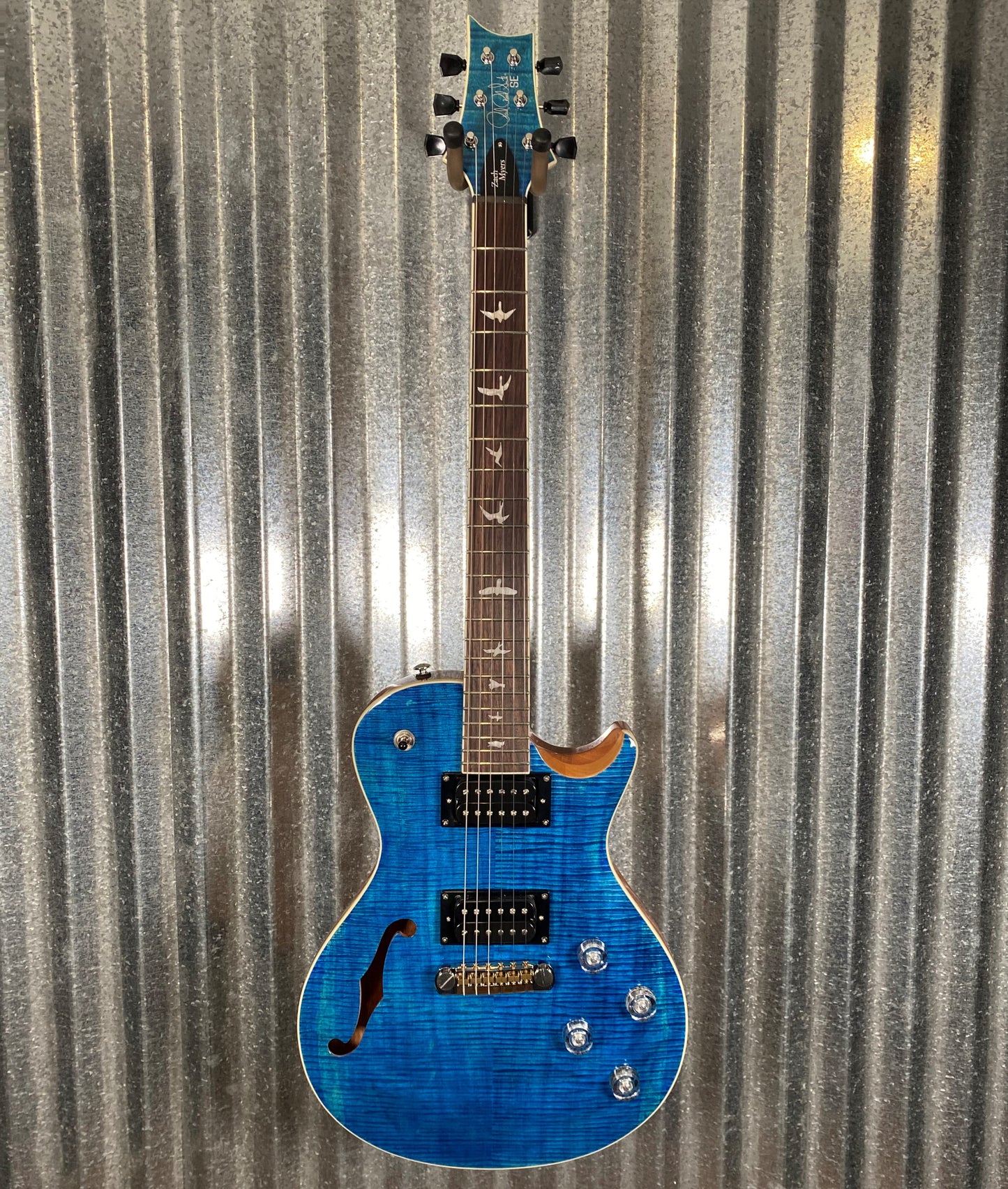 PRS Paul Reed Smith SE Zach Myers 594 Top Carve Myers Blue Guitar & Bag Blem #4435