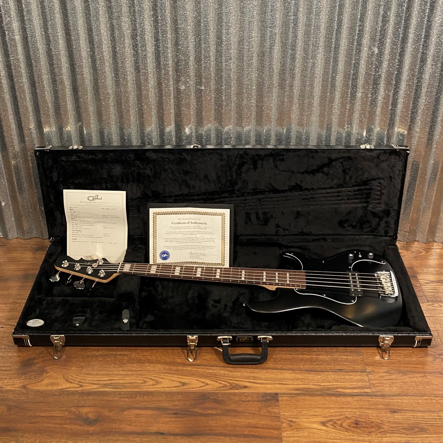 G&L USA Kiloton 5 Jet Black Frost 5 String Bass Rosewood Satin Neck & Case #7001 NOS