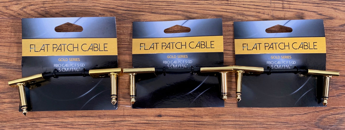 Warwick Rockboard Flat Patch Guitar Bass Pedalboard Cable 5 cm 1.97" Gold 3 Pack