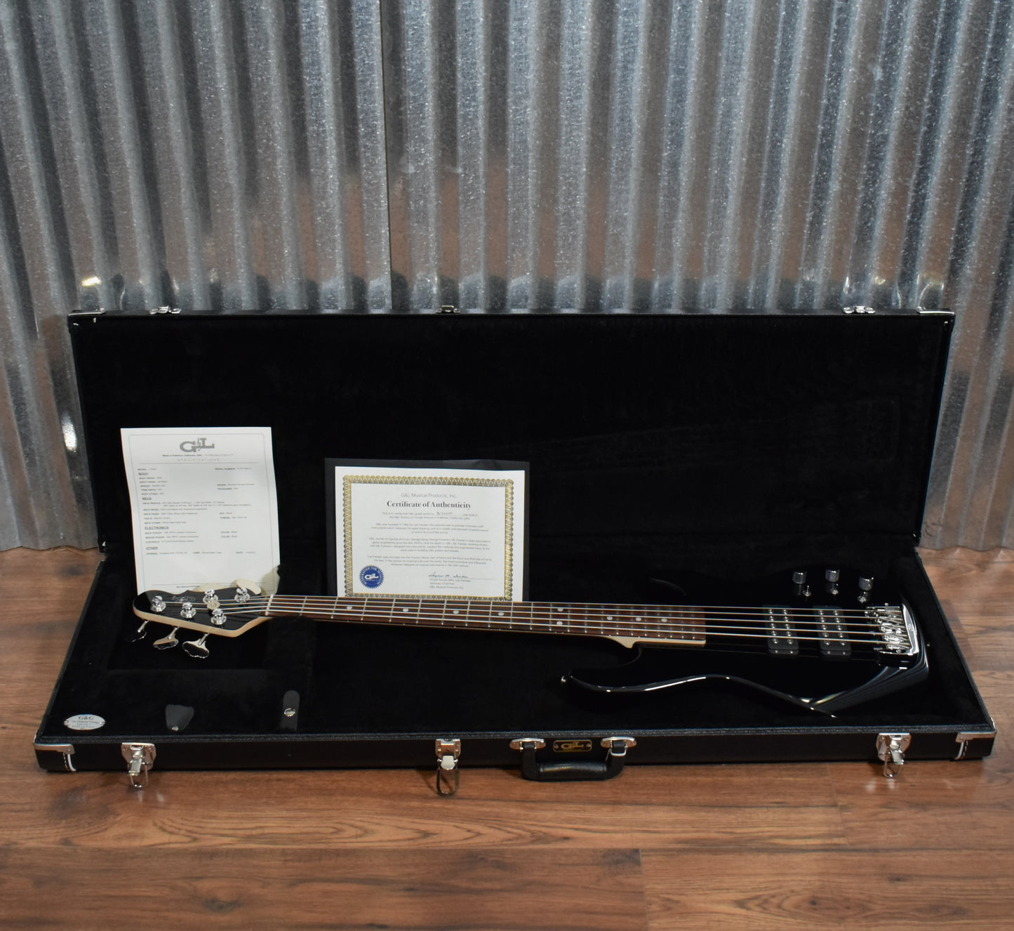G&L USA L-2500 Jet Black 5 String Bass Rosewood Satin Neck & Case #6212