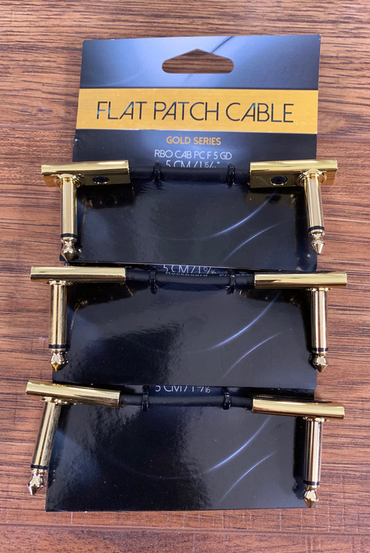 Warwick Rockboard Flat Patch Guitar Bass Pedalboard Cable 5 cm 1.97" Gold 3 Pack