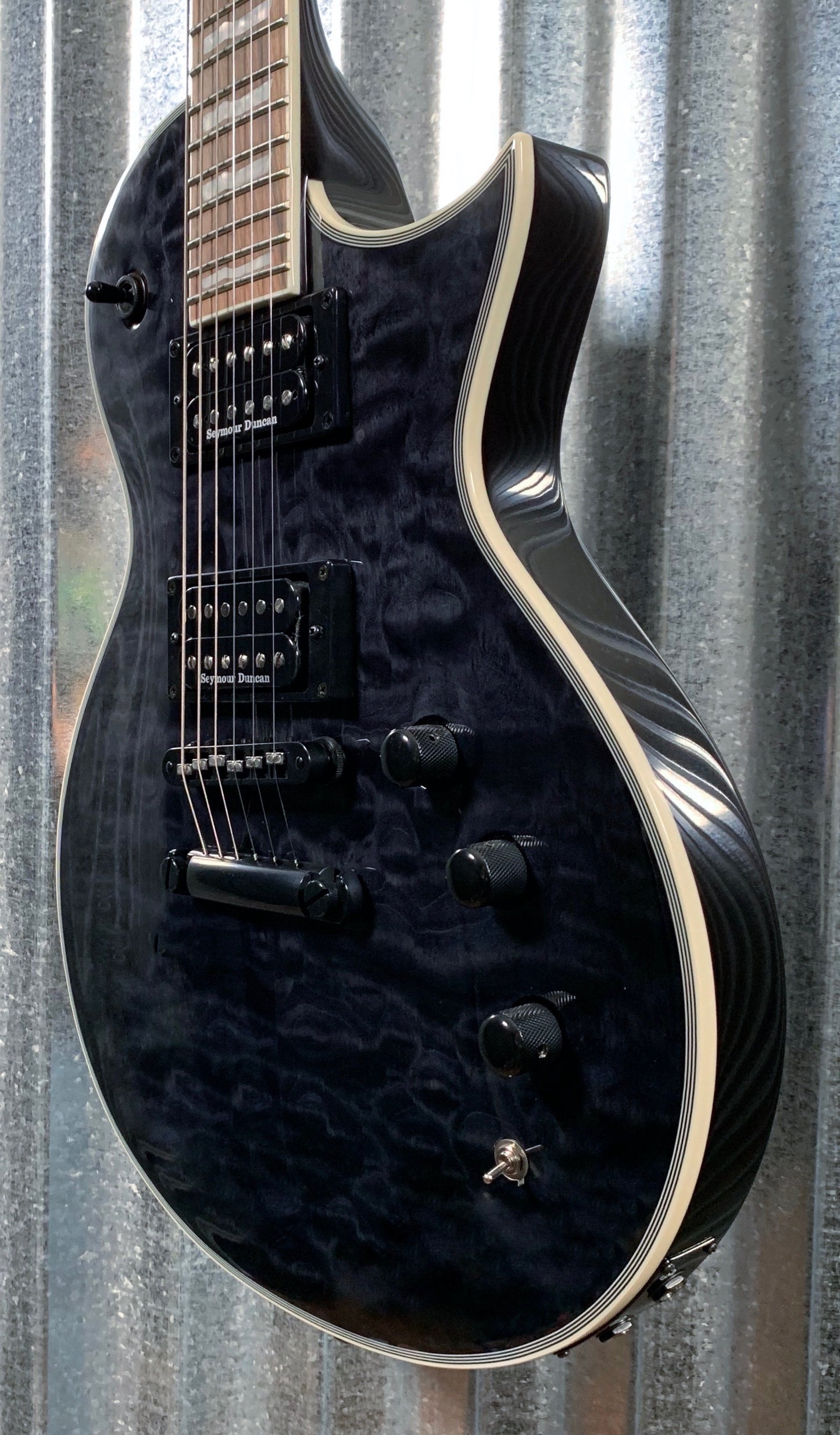 ESP LTD EC-1000 PIEZO Quilt See Through Black Duncan Guitar & Bag LEC1000PIEZOQMSTBLK #1264