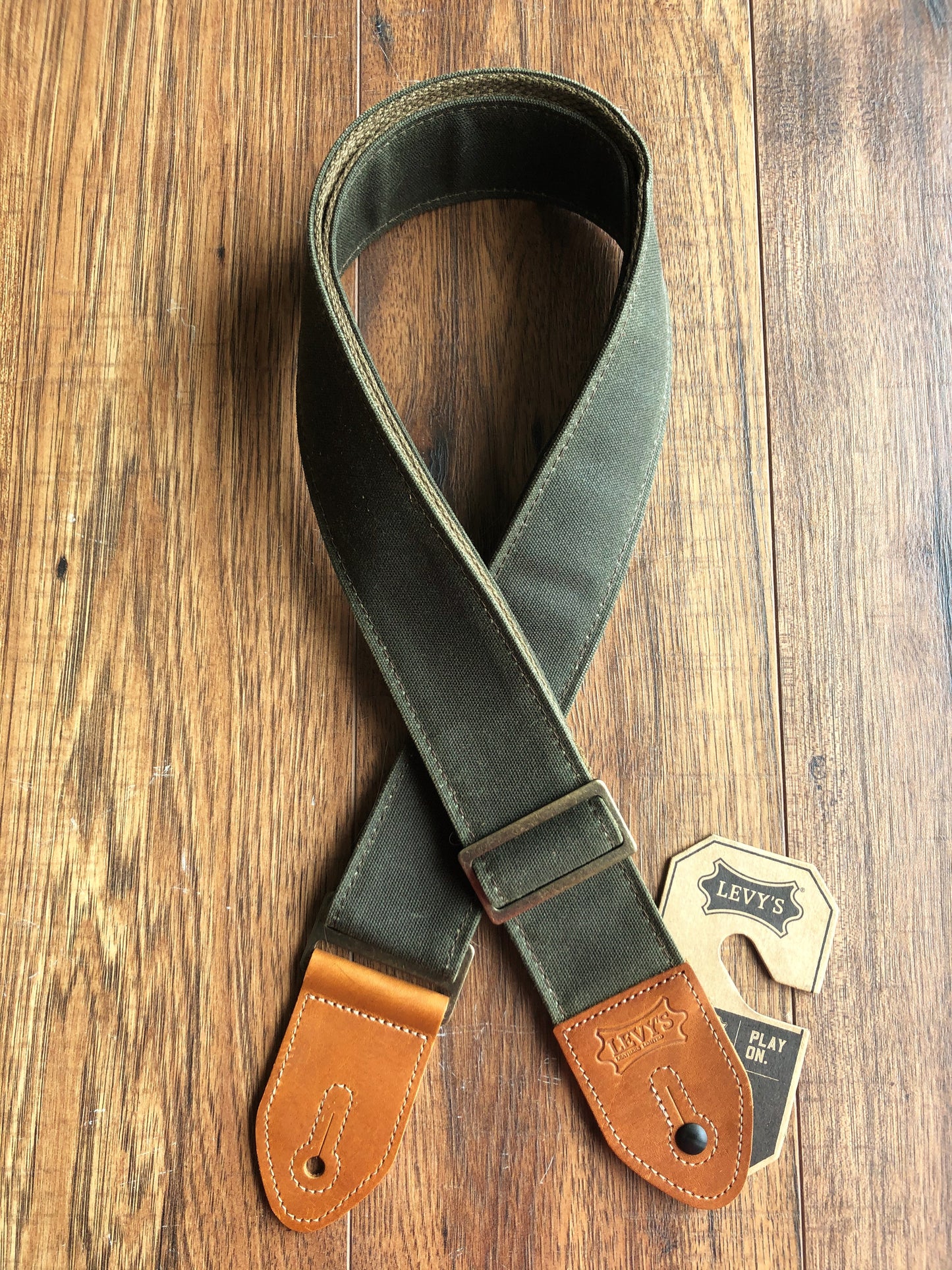 Levy's M7WC-FGN 2" Adjustable Waxed Canvas Guitar & Bass Strap Green
