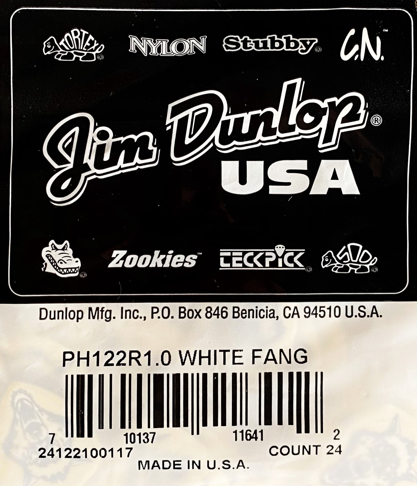 Dunlop PH122-100 James Hetfield White Fang 1.0mm Guitar Pick Bag 24 Count