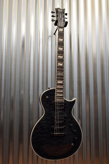 ESP LTD EC-1000 Piezo Bridge Quilt Top See Through Black Guitar & Case #221