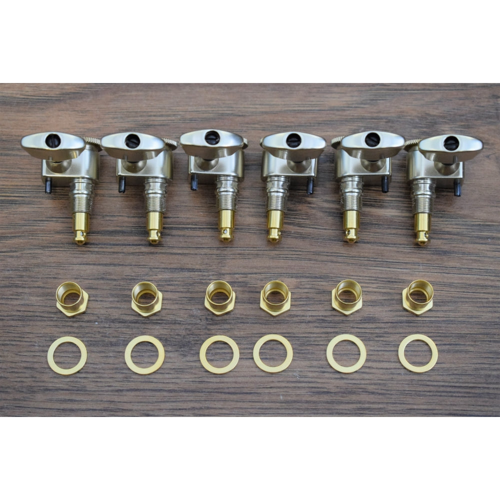 Sperzel USA 3X3TLGLS 3+3 Locking Guitar Tuning Machine Set Satin Gold