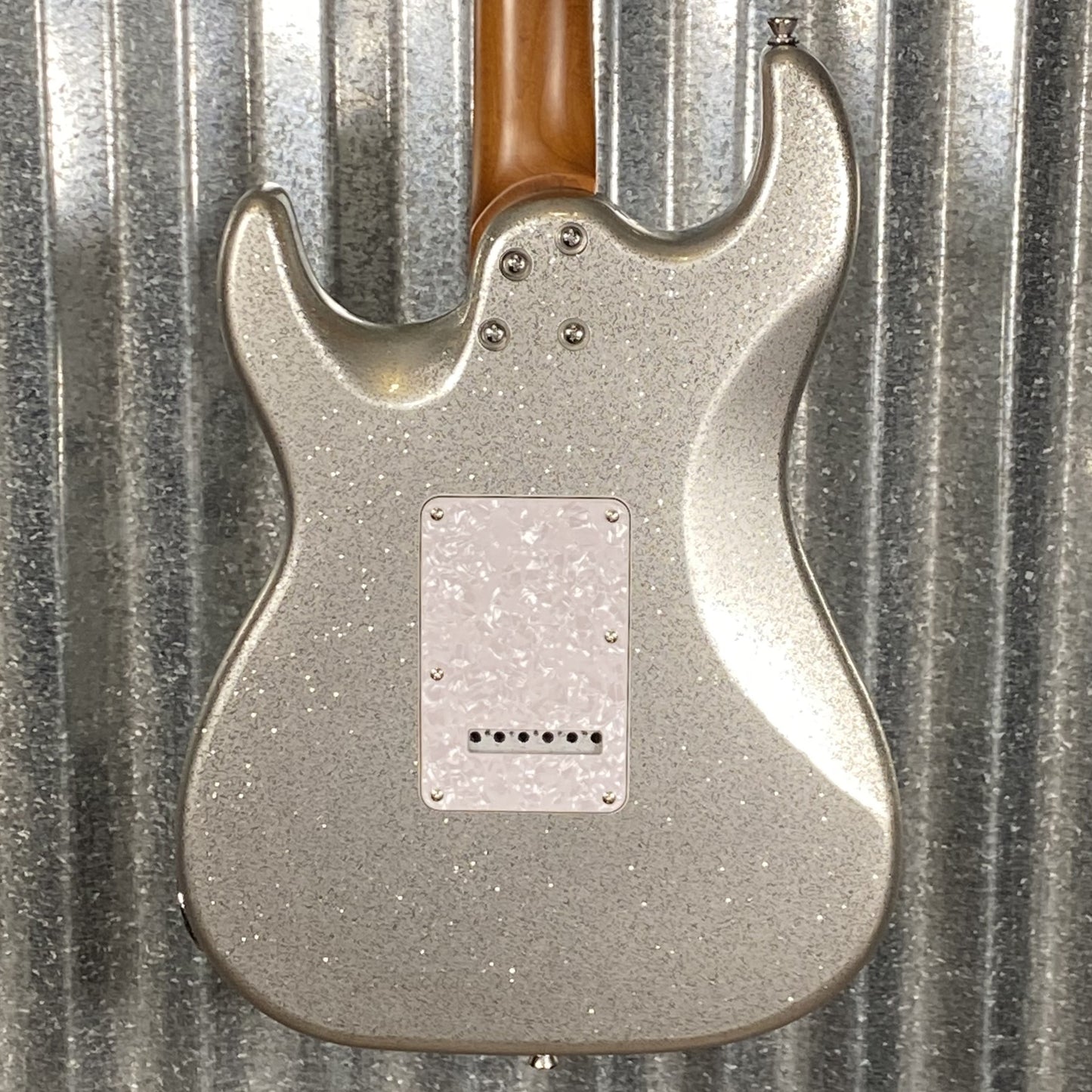 Jet JS500SLS HH Strat Style Guitar Bound Silver Sparkle #0009 Blem