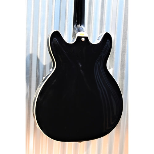 Hagstrom Tremar Viking Deluxe TRE-VIKDLX-BLK Black Semi Hollow Guitar & Case #0683