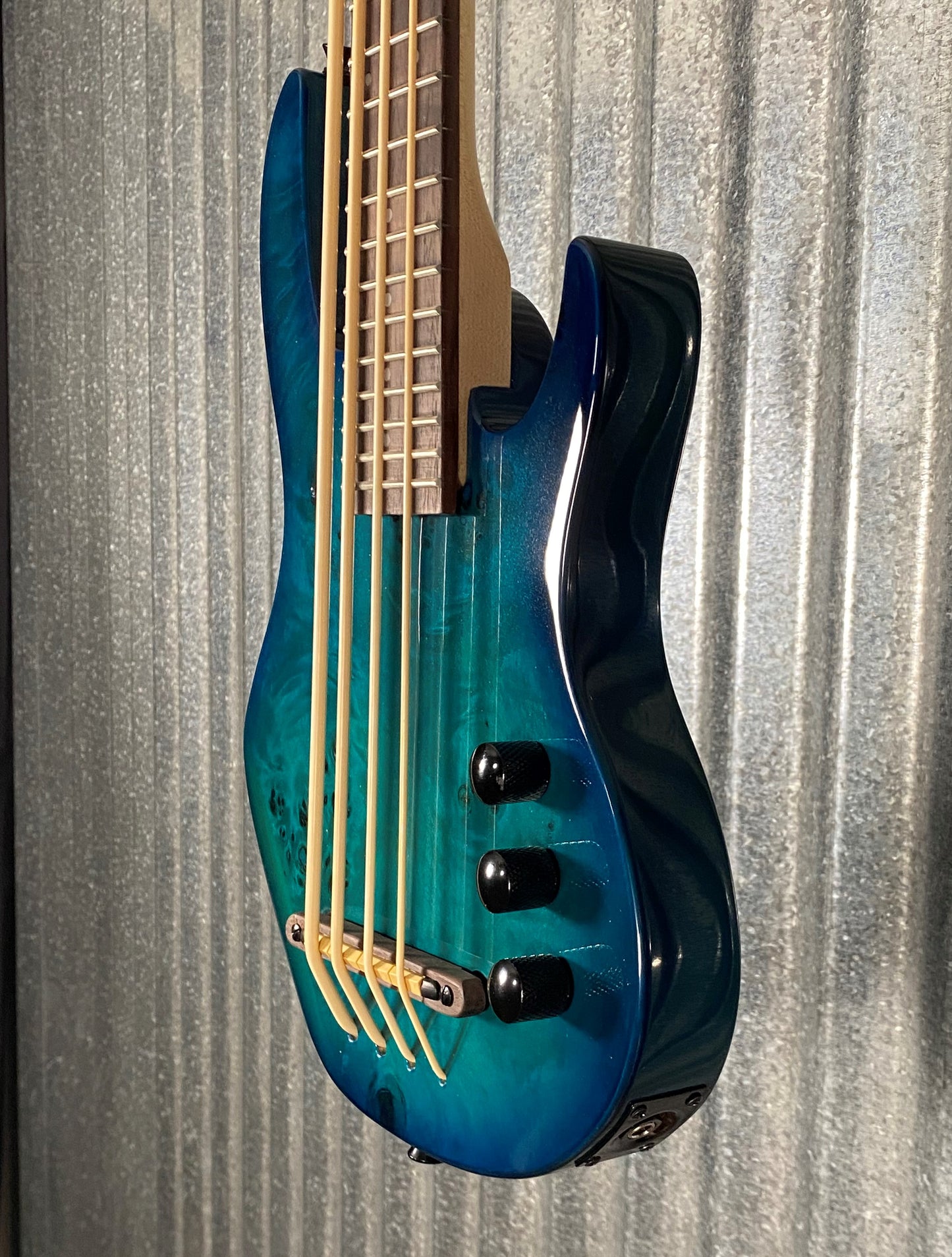 Smiger EUB-02B Burl Top Aquaburst Electric Ukulele Bass #0002