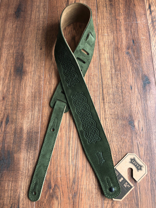 Levy's MS26CK-GRN 2.5" Adjustable Suede Guitar & Bass Strap Celtic Green
