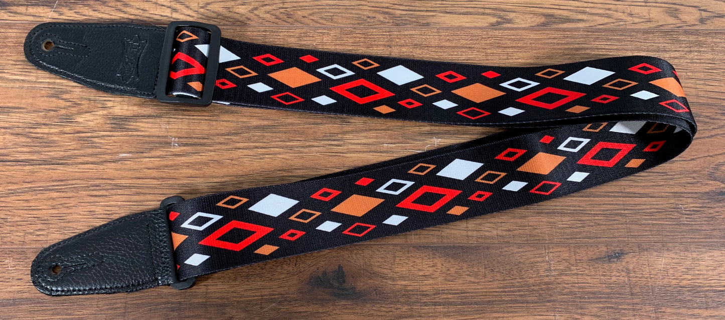 Levy's MP2SLD-009 2" Polyester Sublimation Guitar Strap Diamonds Red Black Orange