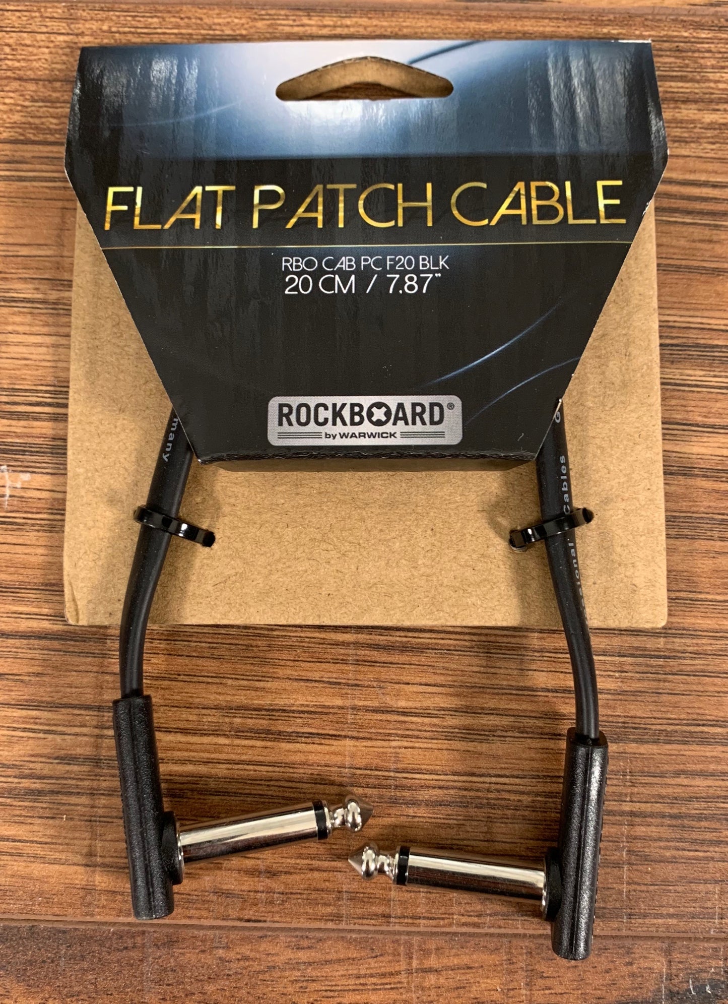 Warwick Rockboard Flat Patch Guitar Bass Pedalboard Cable 20 cm 7.87" Black 3 Pack