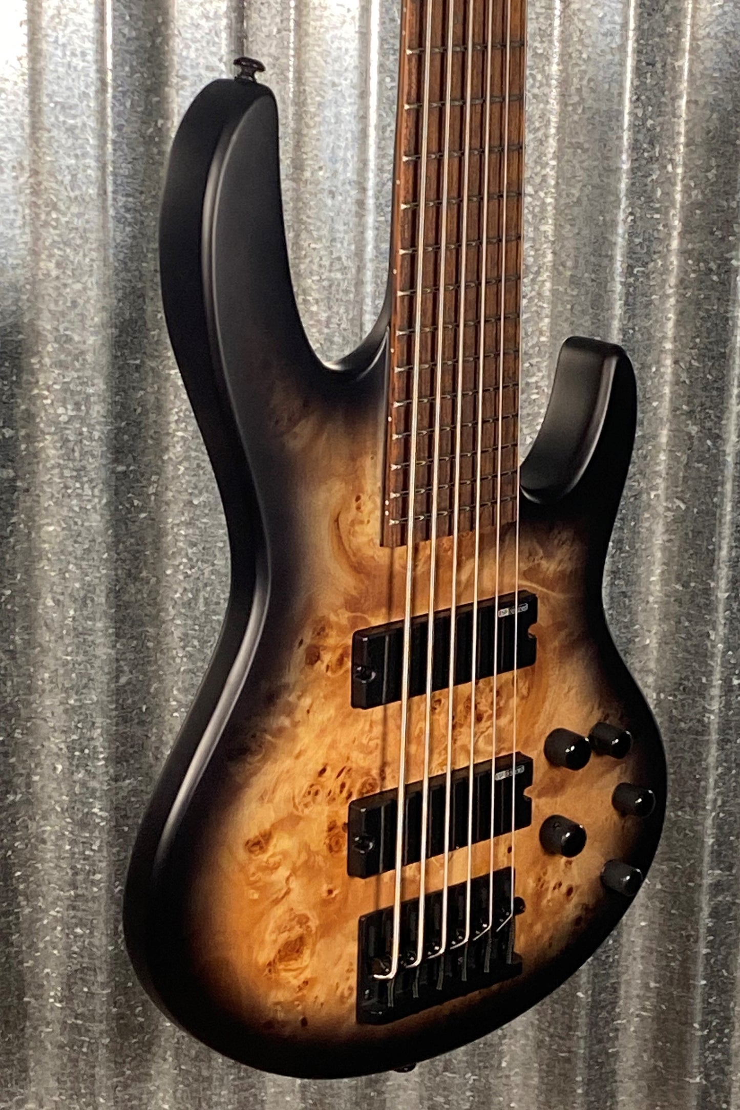 ESP LTD D-6 6 String Bass Black Natural Burst Satin Burl & Bag LD6BPBLKNBS #1564 Used