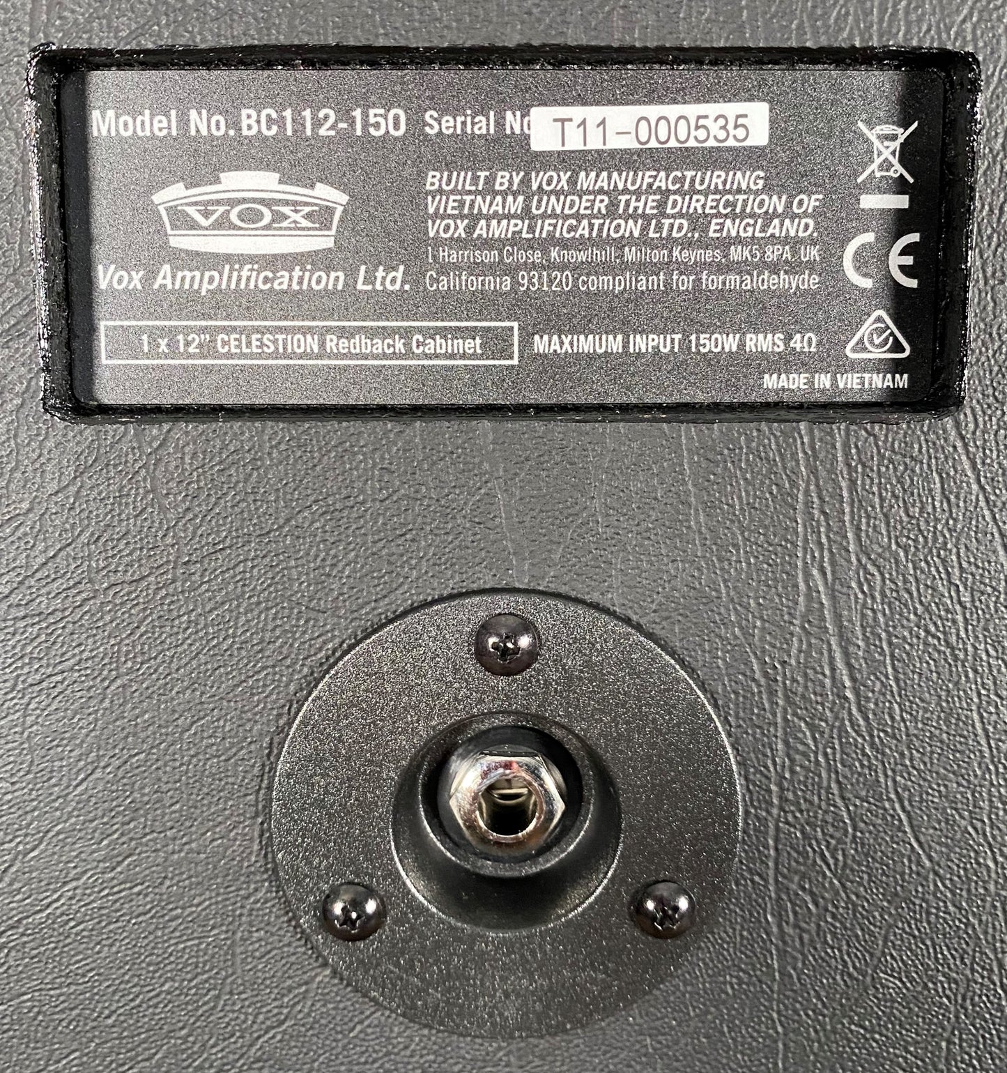 VOX BC112150 Black Cab 150 Watt 1x12" Celestion Guitar Amplifier Speaker Cabinet
