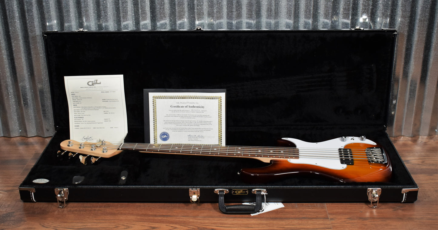 G&L USA Kiloton 5 String Bass Old School Tobacco Sunburst & Case #9242