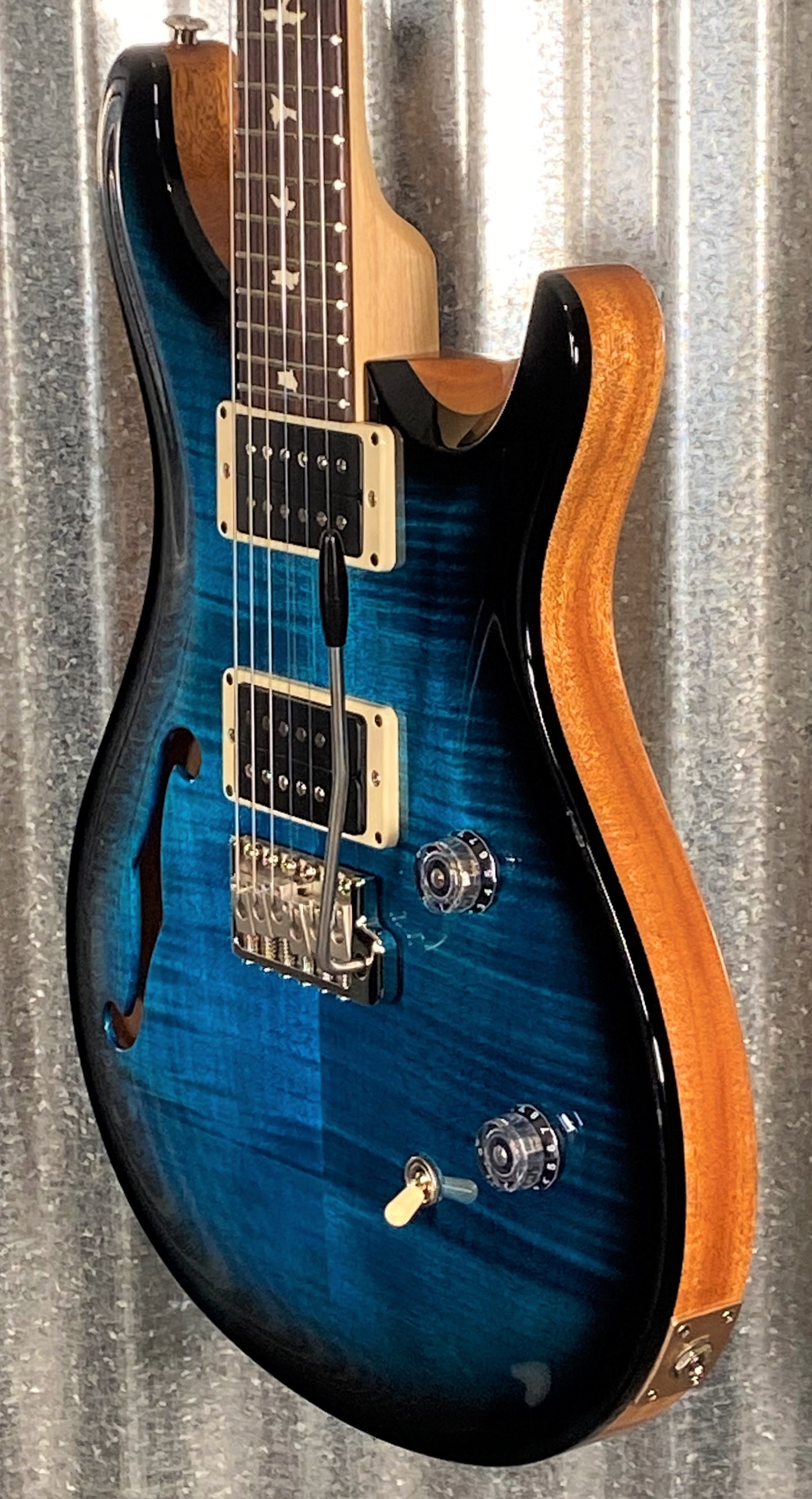 PRS Paul Reed Smith USA CE24 Semi Hollow Blue Matteo Black Wrap Guitar & Bag #3946 Demo