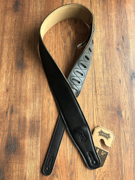 Levy's M26GF-BLK 2.5" Adjustable Padded Garment Leather Guitar & Bass Strap Black