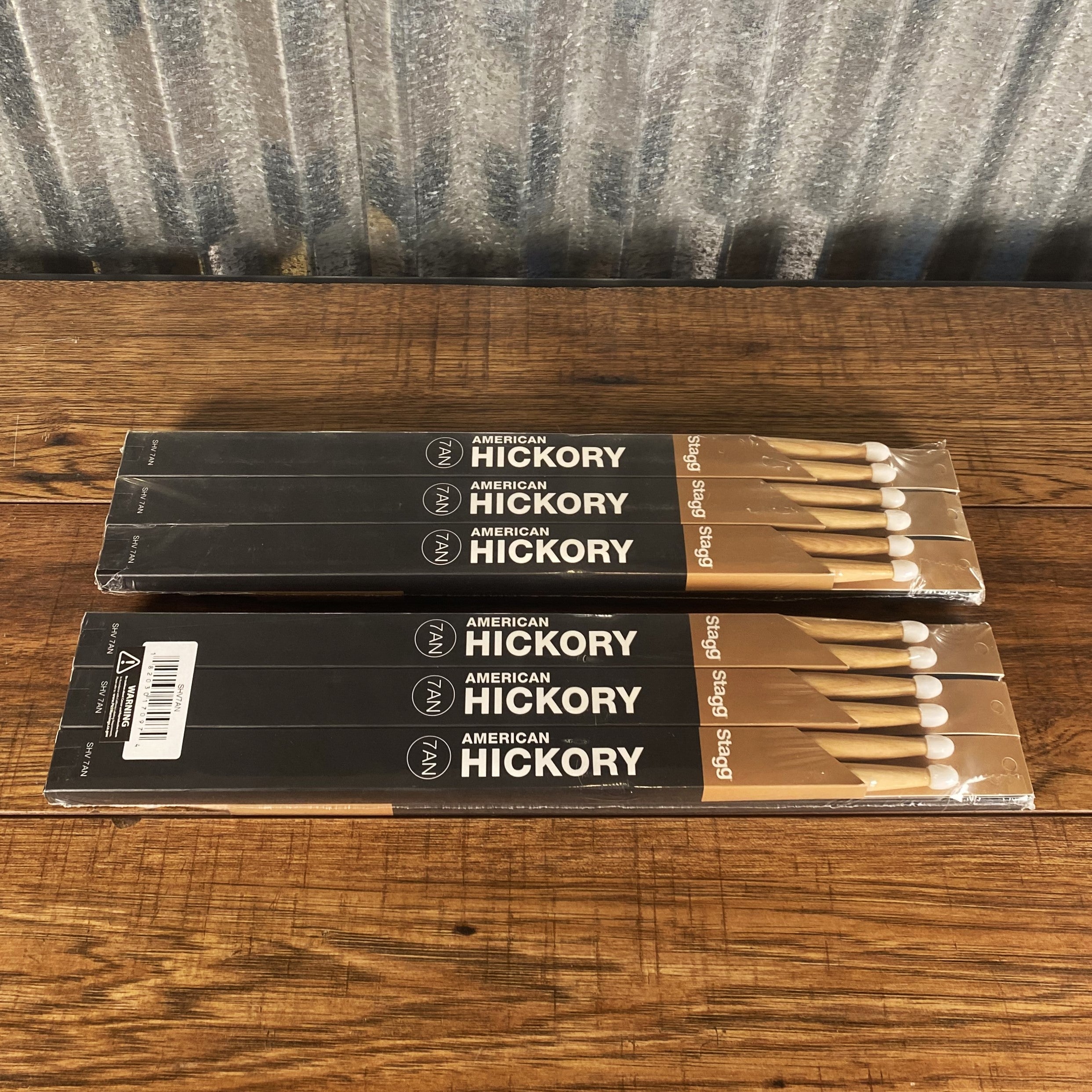 Stagg 12-Pair American Hickory Drum Sticks Nylon Tip 2B 