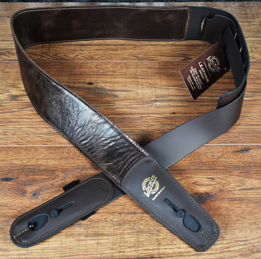LOCK-IT Straps Leather Series 2-3/4" Brown Guitar Bass Strap 039 L2.75 BRN
