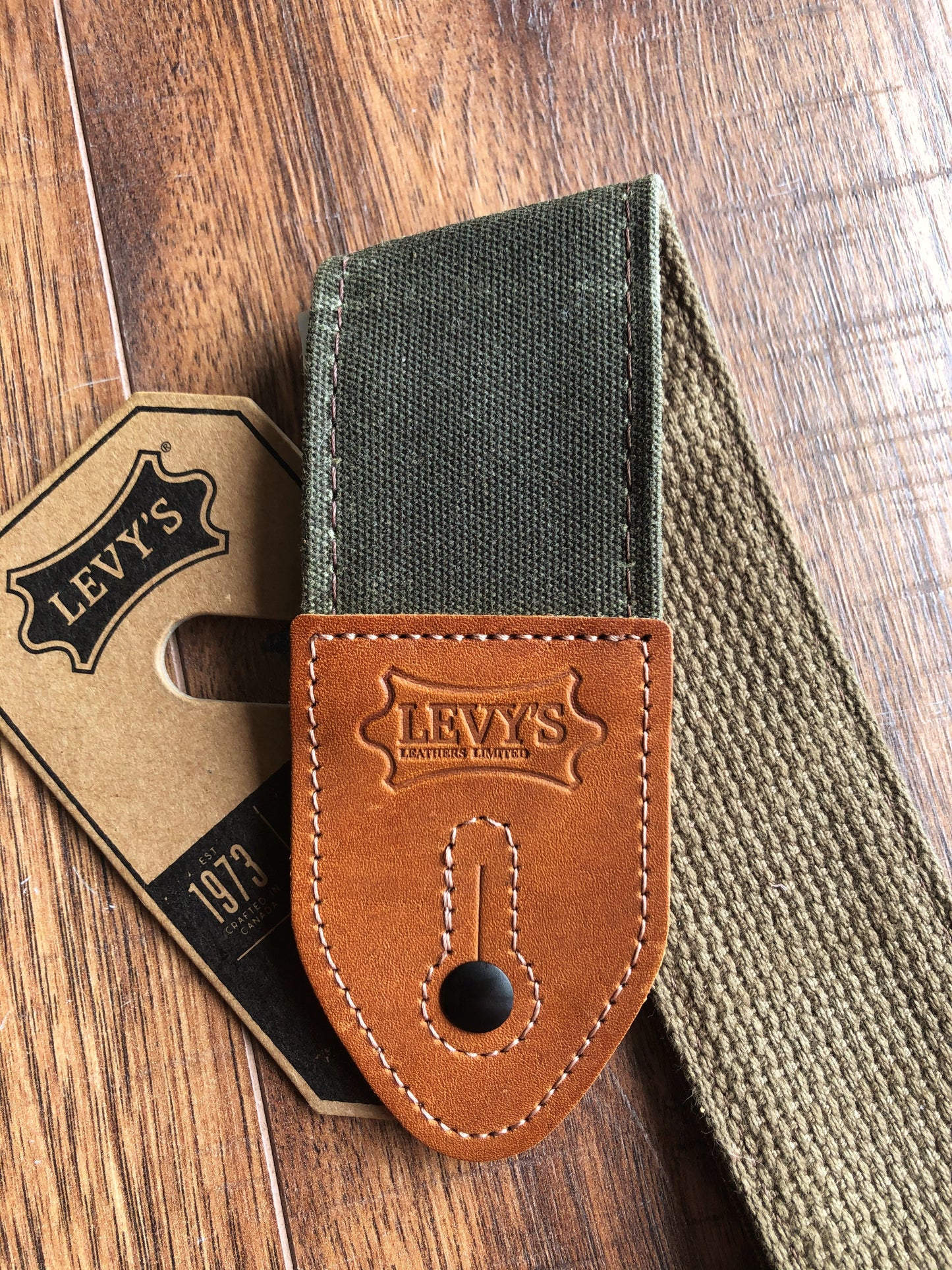 Levy's M7WC-FGN 2" Adjustable Waxed Canvas Guitar & Bass Strap Green