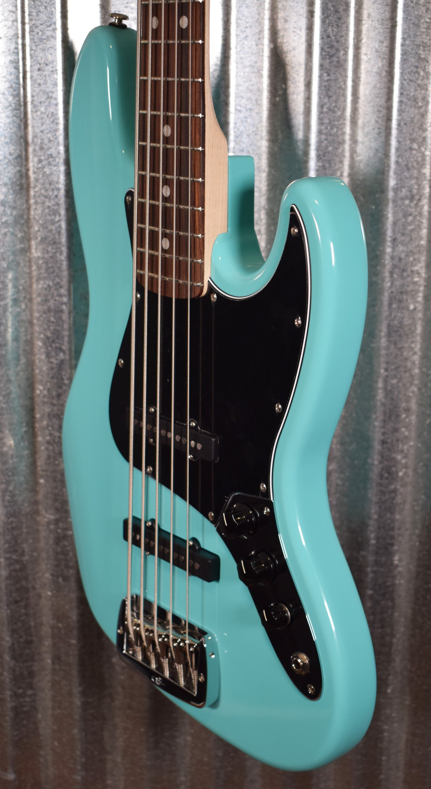 G&L USA JB-5 Turquoise 5 String Jazz Bass Rosewood Satin Neck & Case #6208