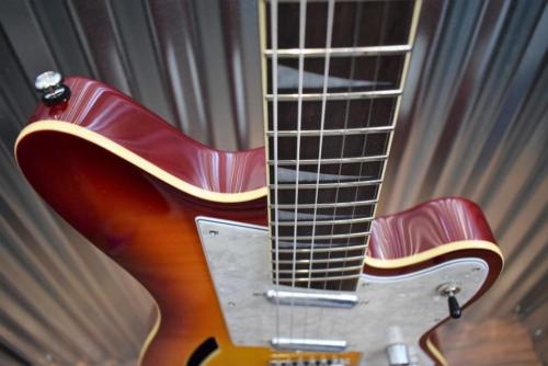 Eastwood Surfcaster Semi-Hollow Electric Guitar Flame Cherryburst & Case #1202