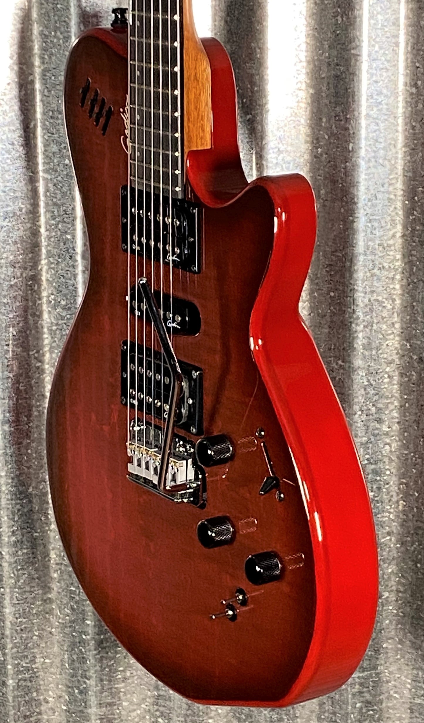 Godin xtSA Lightburst Flame Dark Trans Red Roland Synth Ready Guitar & Bag #2119 Used