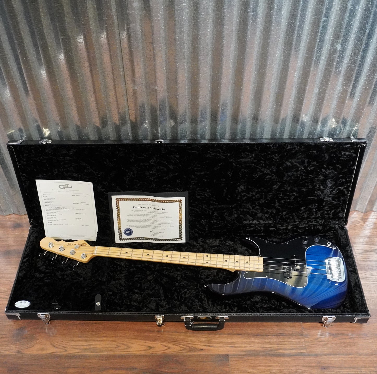 G&L USA LB-100 Blueburst Maple 4 String Bass & Case #2172