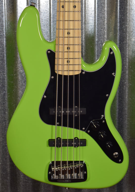 G&L USA JB-5 Sublime Green 5 String Jazz Bass Maple Satin Neck & Case #6250