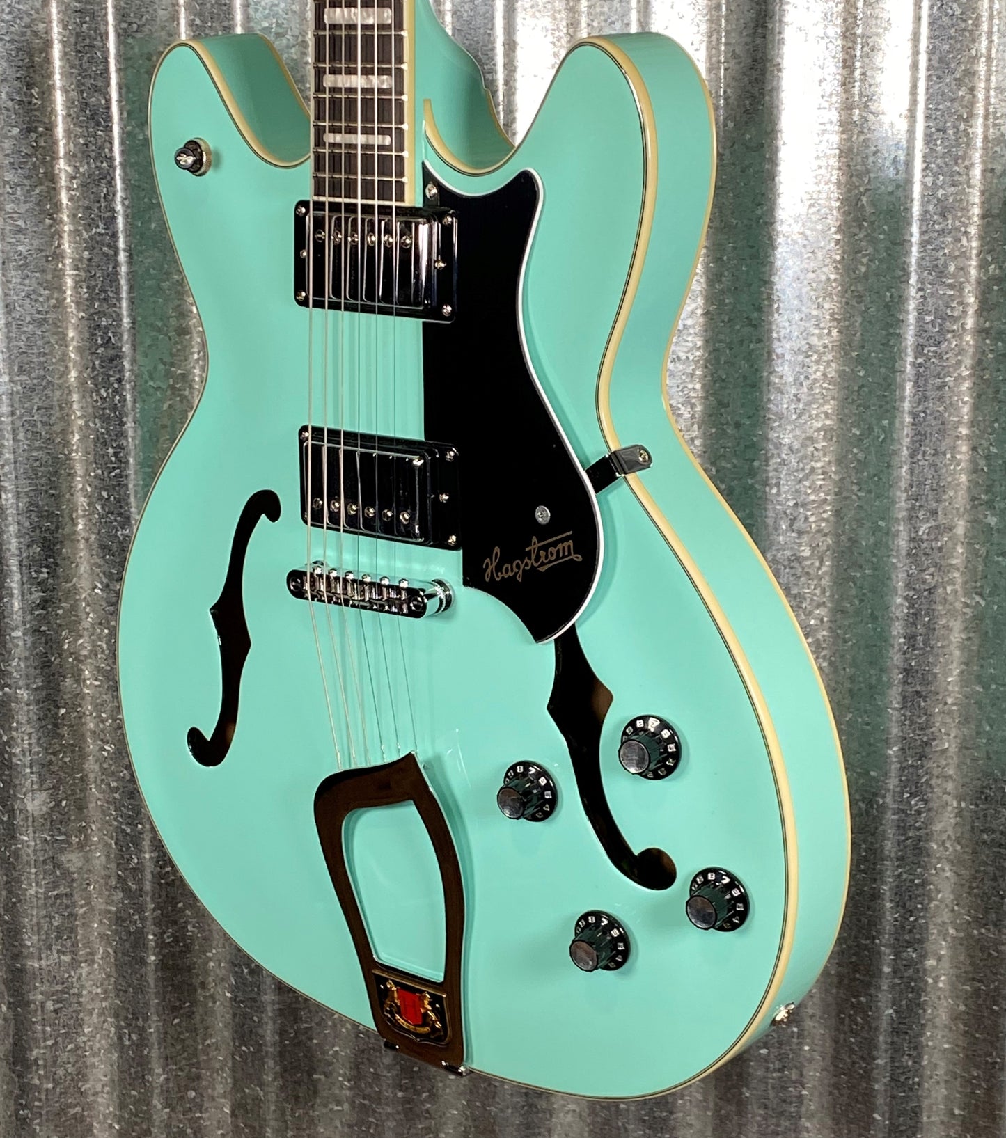 Hagstrom VIK-ABE Viking Aged Sky Blue Semi Hollow Body Guitar #0158