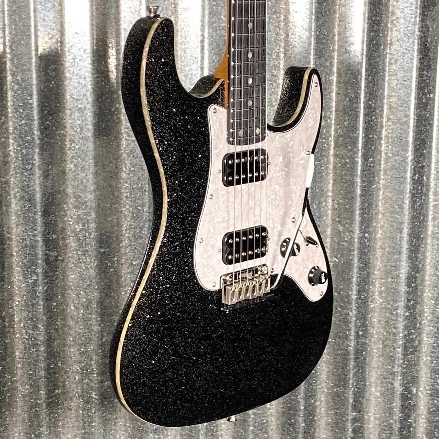 Jet JS500BLS HH Strat Style Guitar Bound Black Sparkle #0010