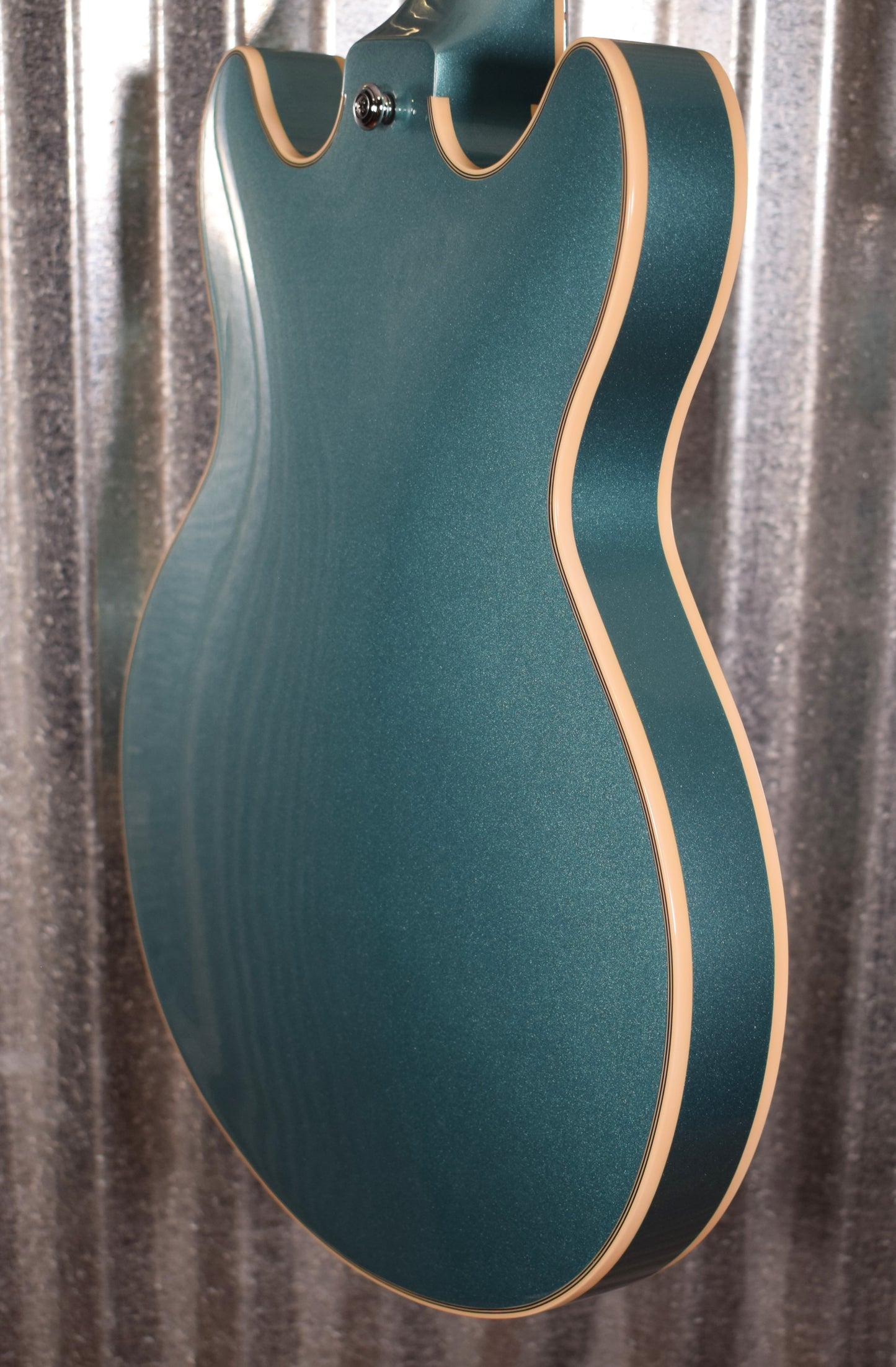 D'Angelico Premier Mini DC Double Cut Semi Hollow Stop Bar Ocean Turquoise Guitar & Bag #0089