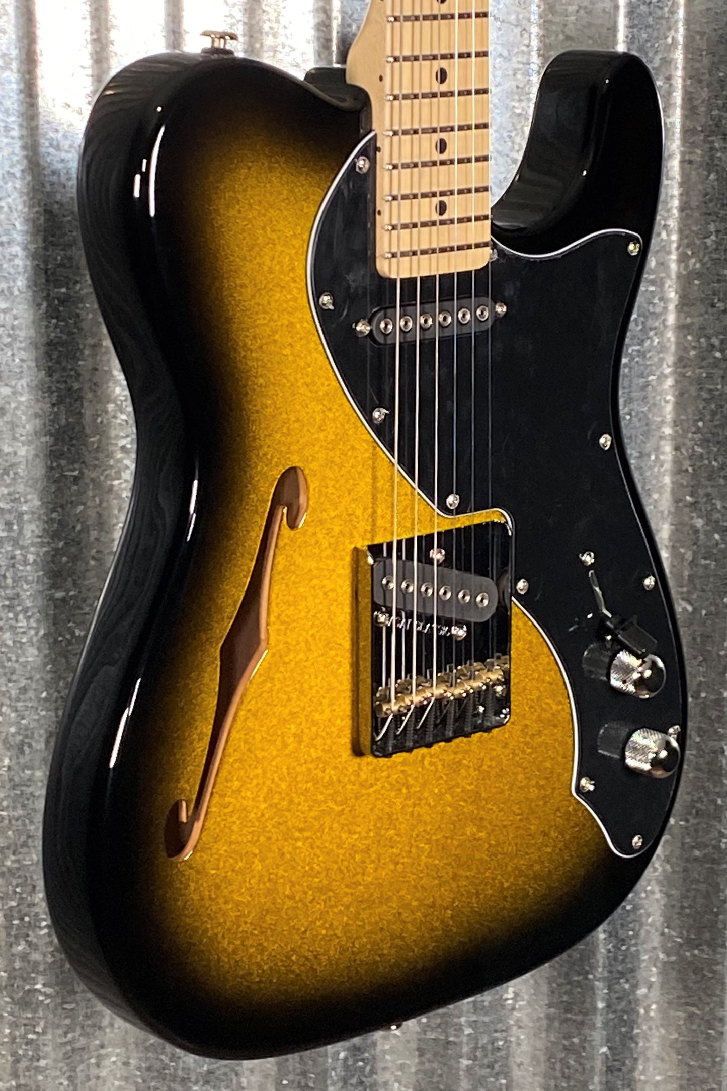G&L USA Limited Edition ASAT Classic Thinline Semi Hollow 2 Tone Goldburst Metallic Guitar & Bag #9185 Blem
