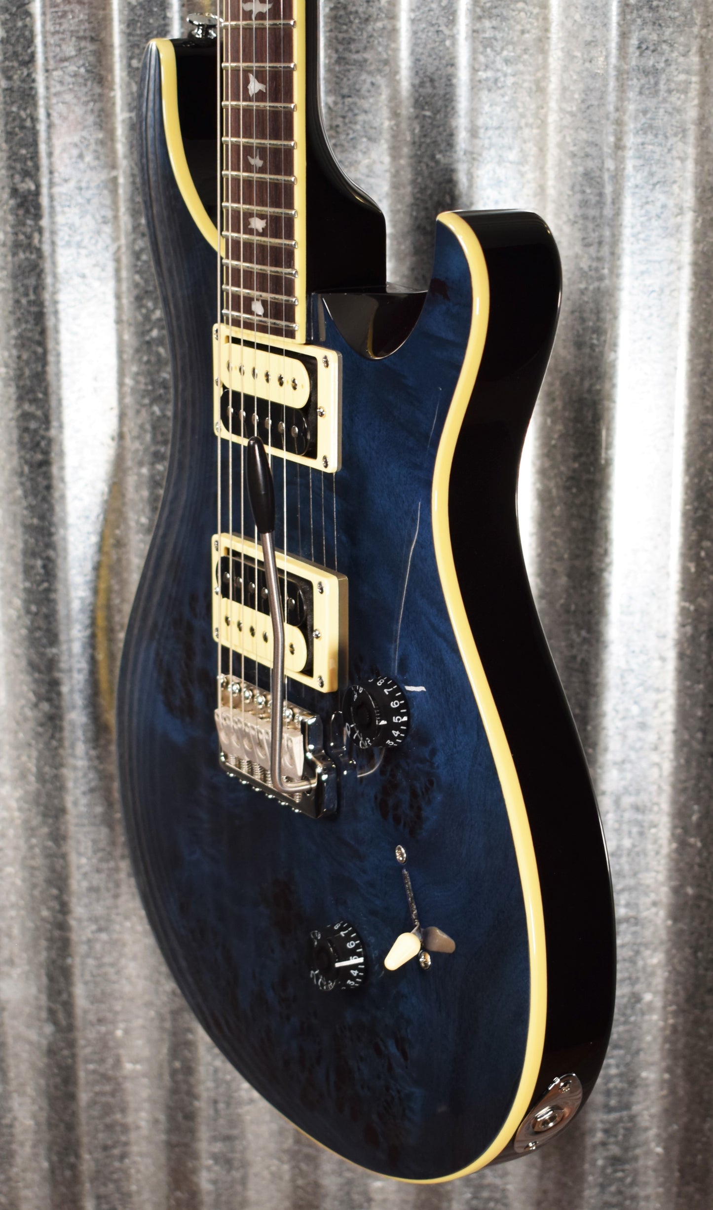 PRS Paul Reed Smith SE Custom 24 Exotic Poplar Burl Whale Blue Guitar & Bag #8909