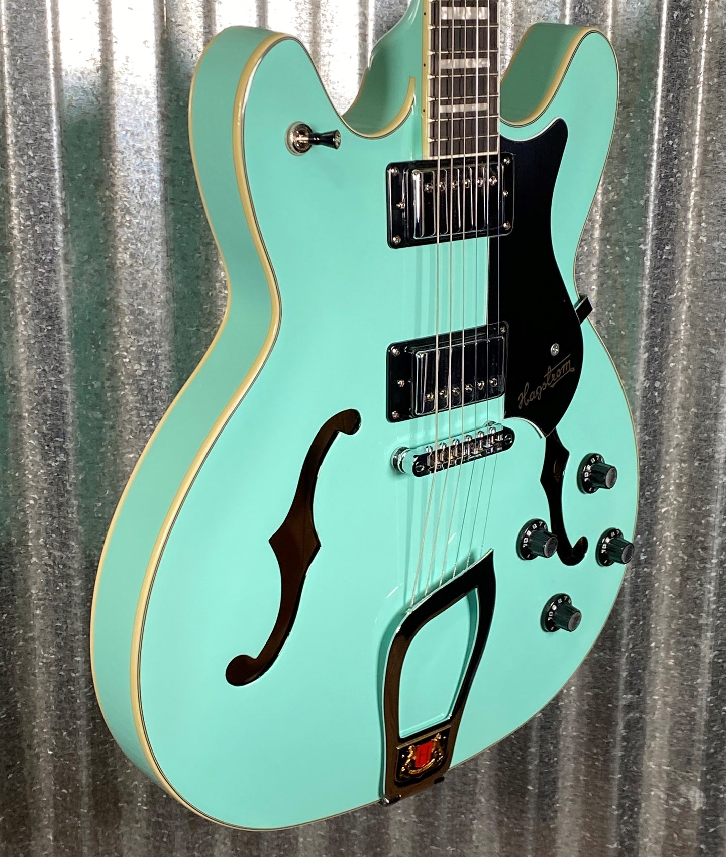 Hagstrom VIK-ABE Viking Aged Sky Blue Semi Hollow Body Guitar #0158