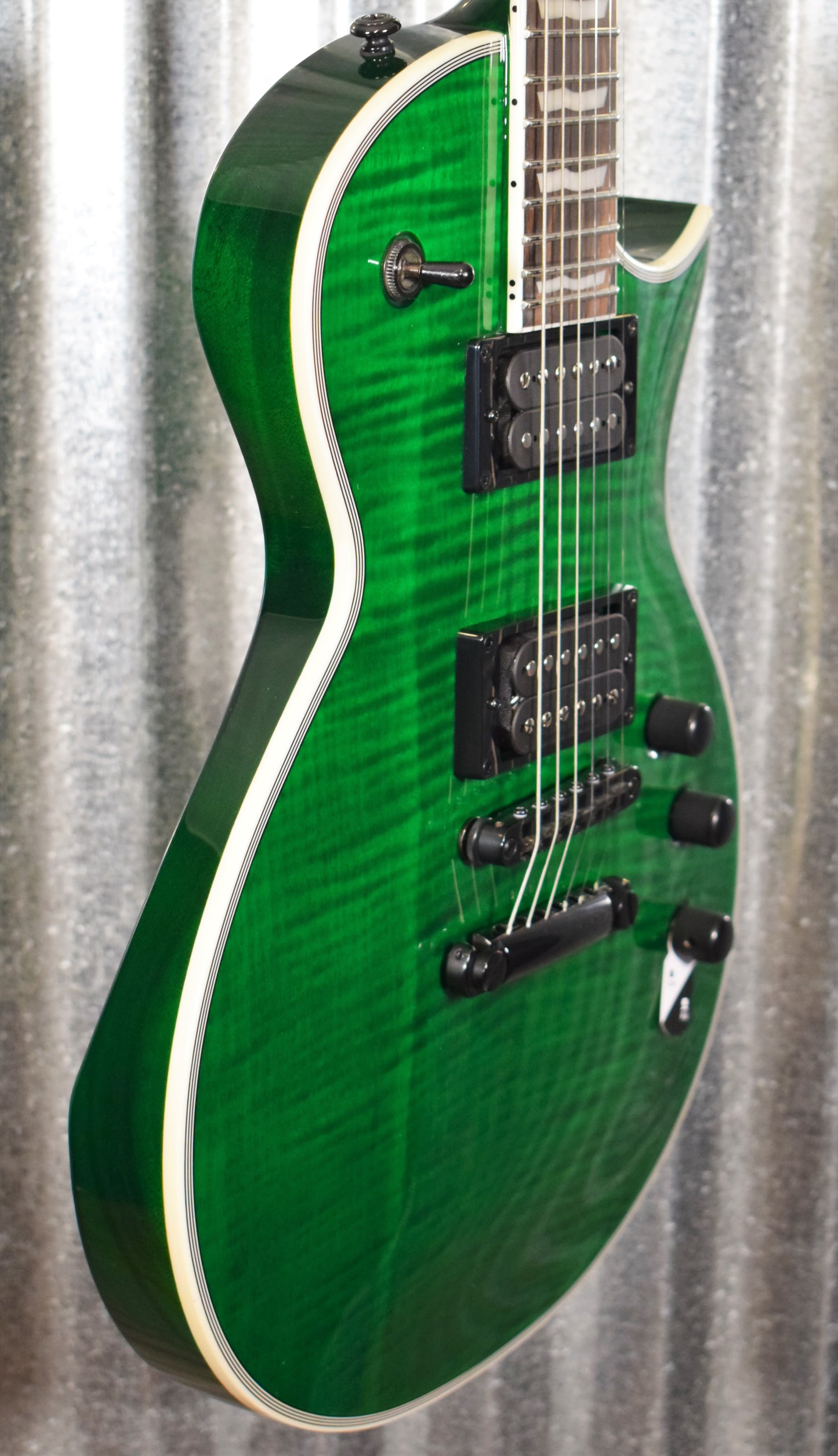 ESP LTD EC-1000 Flame See Thru Green Seymour Duncan Guitar LEC1000FMSTG #0944