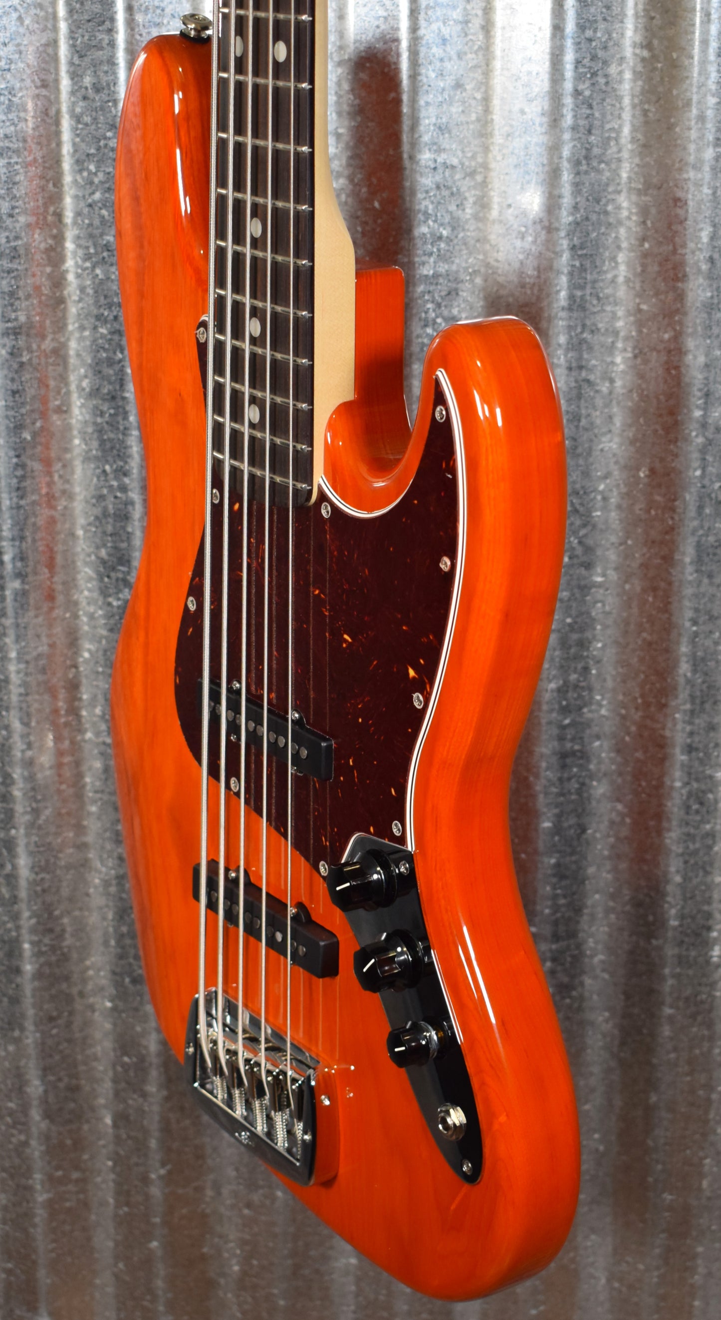 G&L USA JB-5 5 String Jazz Bass Clear Orange & Case JB5 #2085