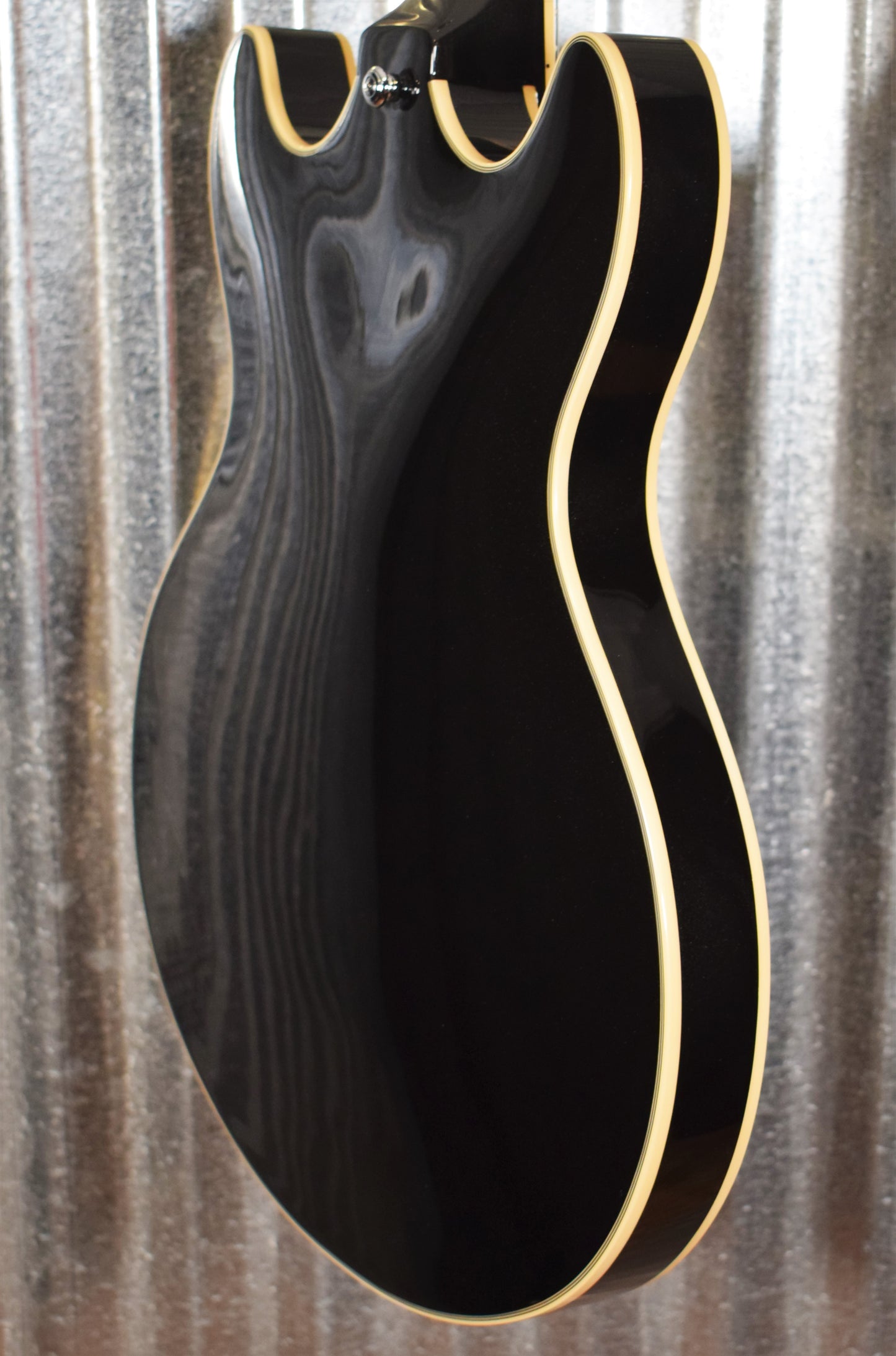 D'Angelico Premier DC Double Cut Semi Hollow Stop Bar Black Flake Guitar & Bag #1968