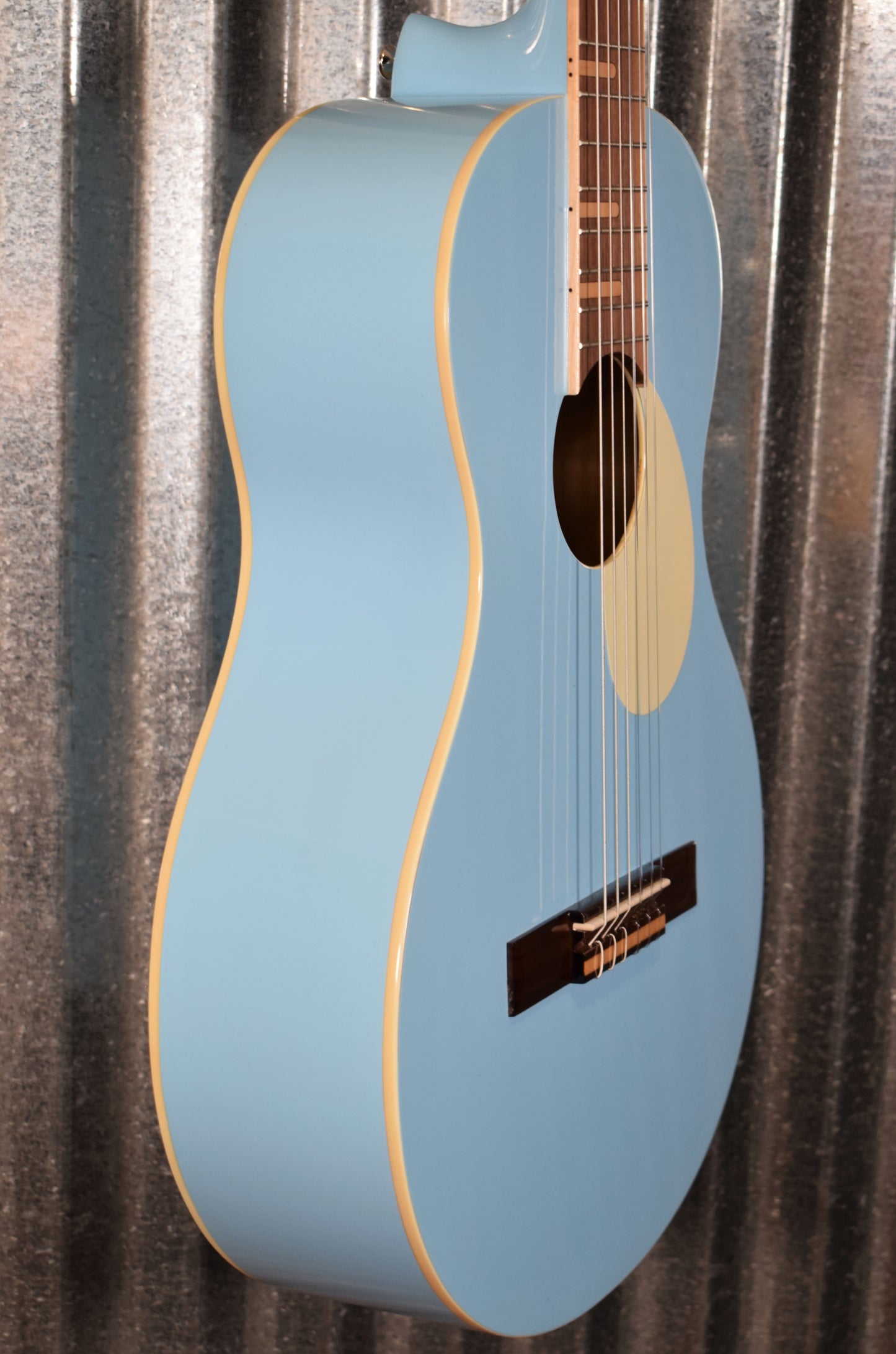 Ortega RGA-SKY Gaucho Acoustic Nylon String Parlor Sky Blue Guitar & Bag #0100