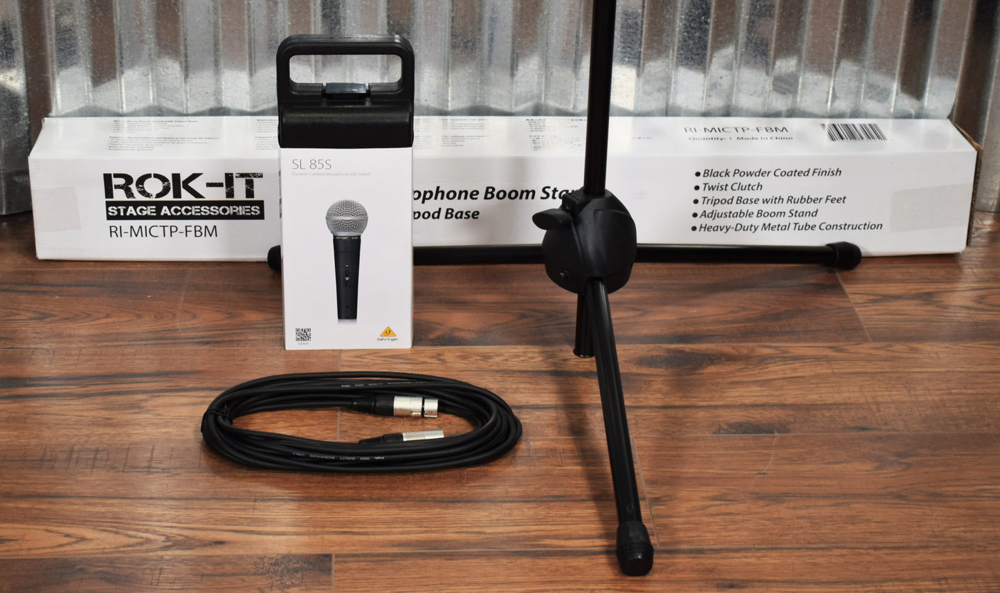 Behringer SL85S Dynamic Cardioid Microphone & Gator Tripod Boom Stand & XLR Cable Bundle