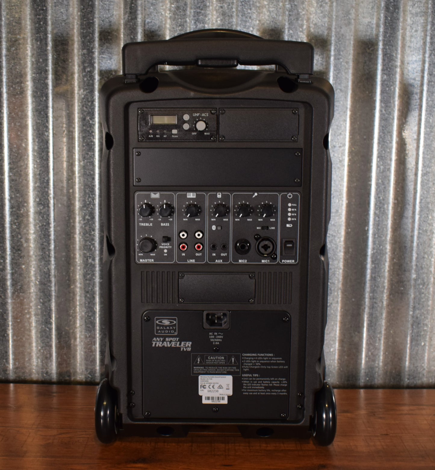 Galaxy Audio Traveler TV8-0010H000G 80 Watt Portable Battery Powered Wireless PA System & Handheld Microphone