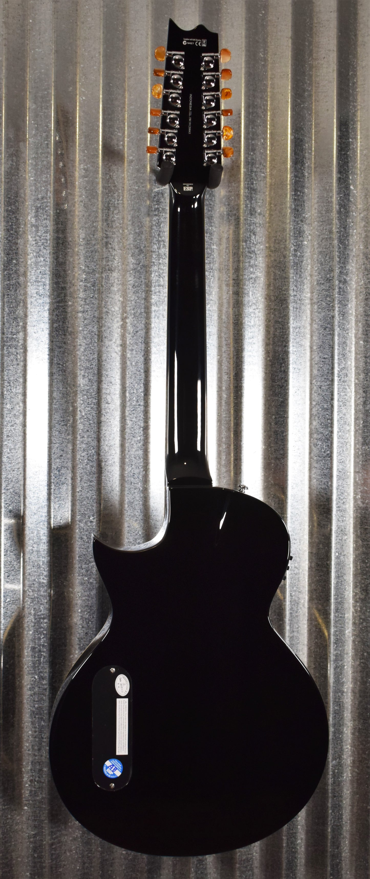 ESP LTD TL Series TL-12 Thinline Acoustic Electric 12 String Guitar Black & Case #0843