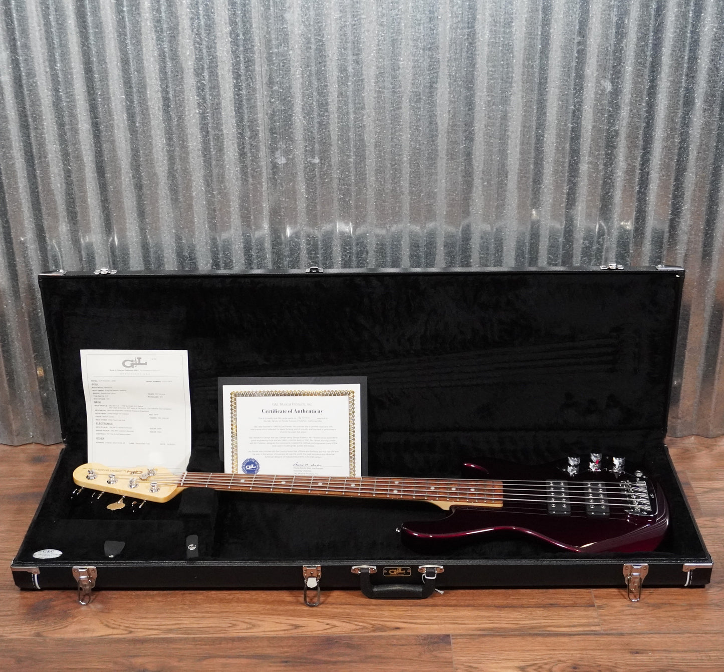 G&L USA CLF L-2500 S750 Ruby Red Metallic 5 String Bass & Case #0075