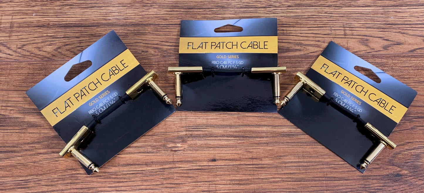 Warwick Rockboard Flat Patch Guitar Bass Pedalboard Cable 5 cm 1.97" Gold 3 Pack
