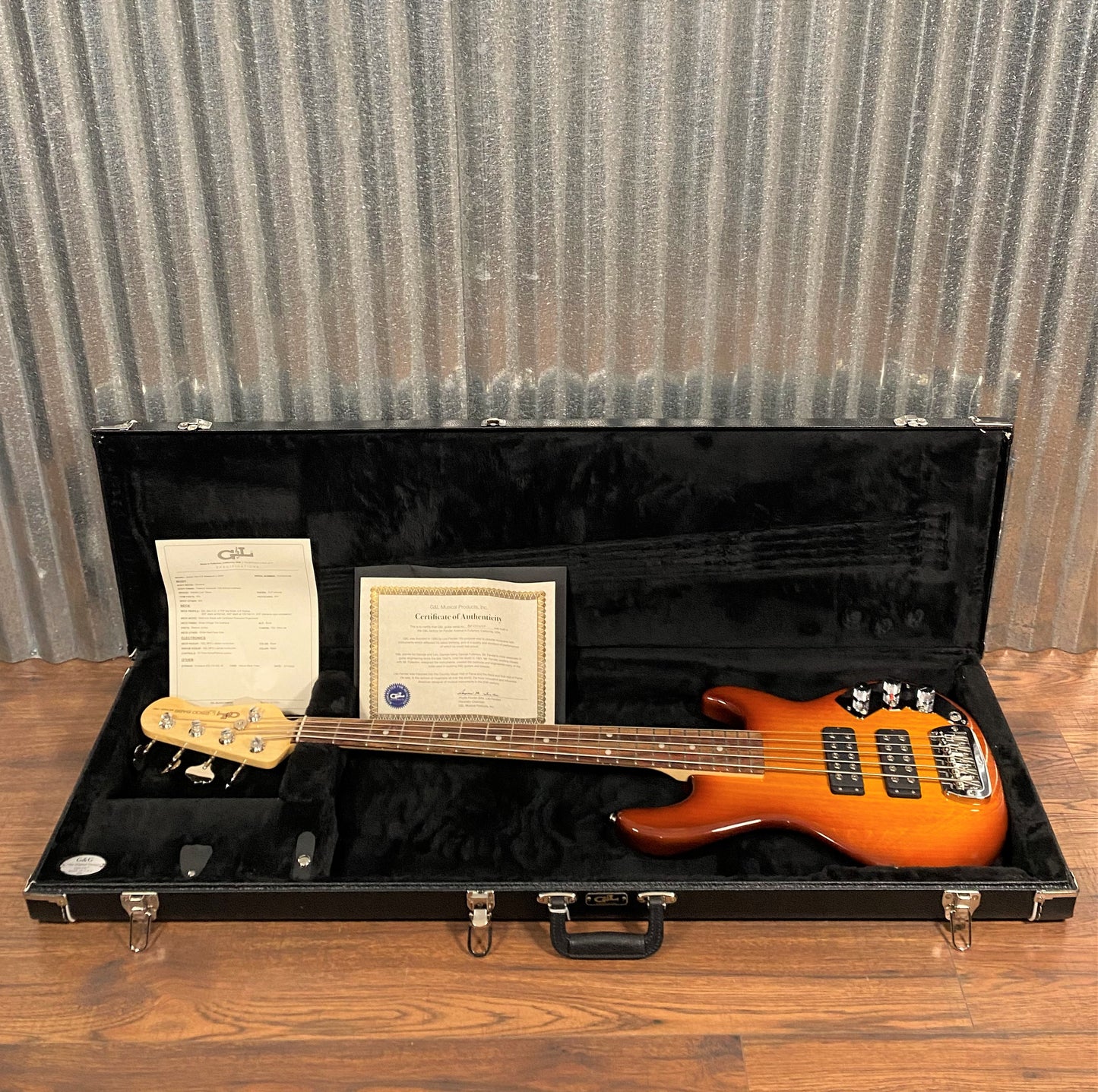 G&L USA CLF L-2500 S750 Old School Tobacco Sunburst 5 String Bass & Case #4168