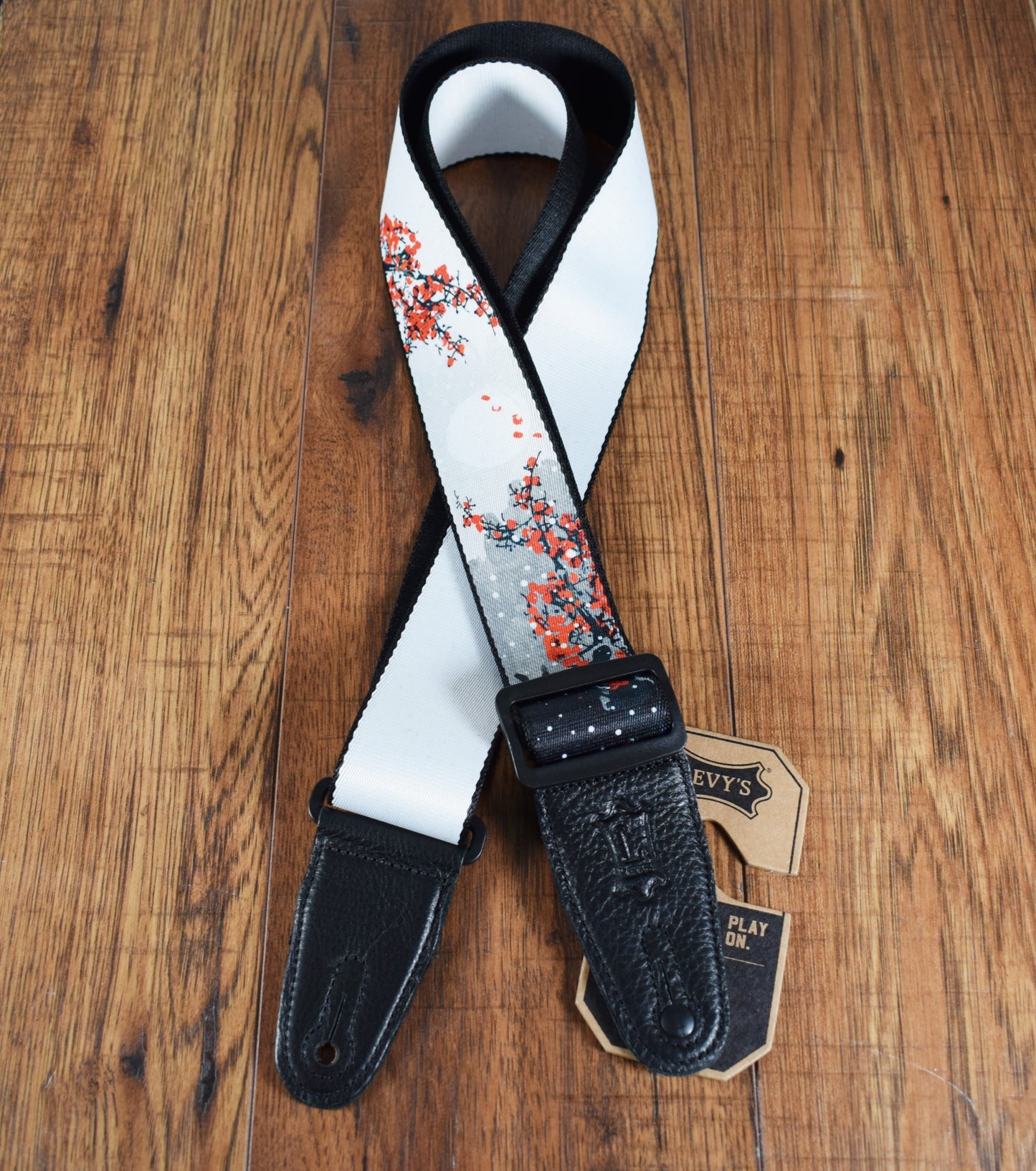 Levy's MPD2-116 2" Polyester Guitar Bass Strap Cherry Blossoms & Snow