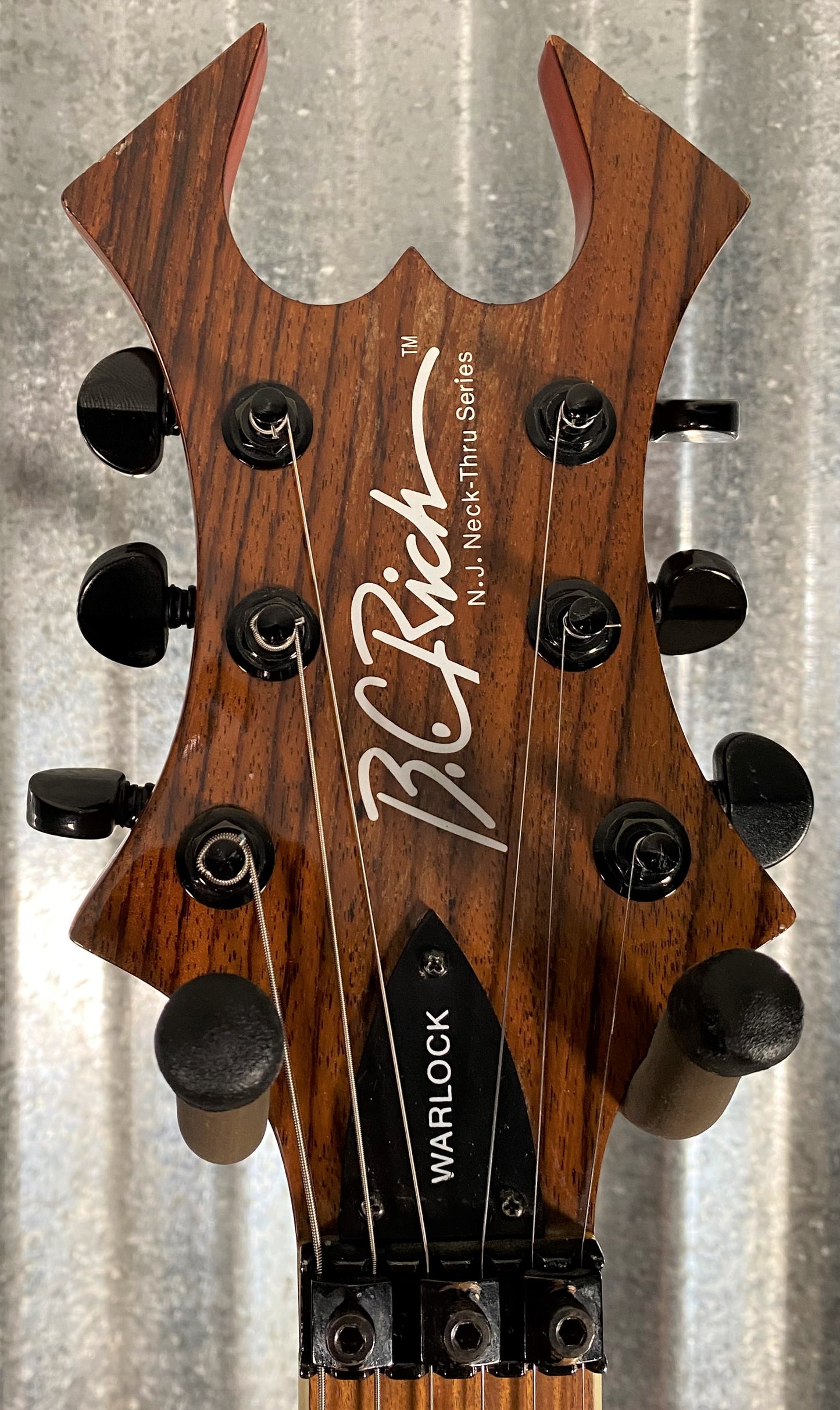 B.C. Rich NJ Neck-Thru Series Warlock Flame Maple Cherry Sunburst Floyd Rose Guitar & Case #0508 Used