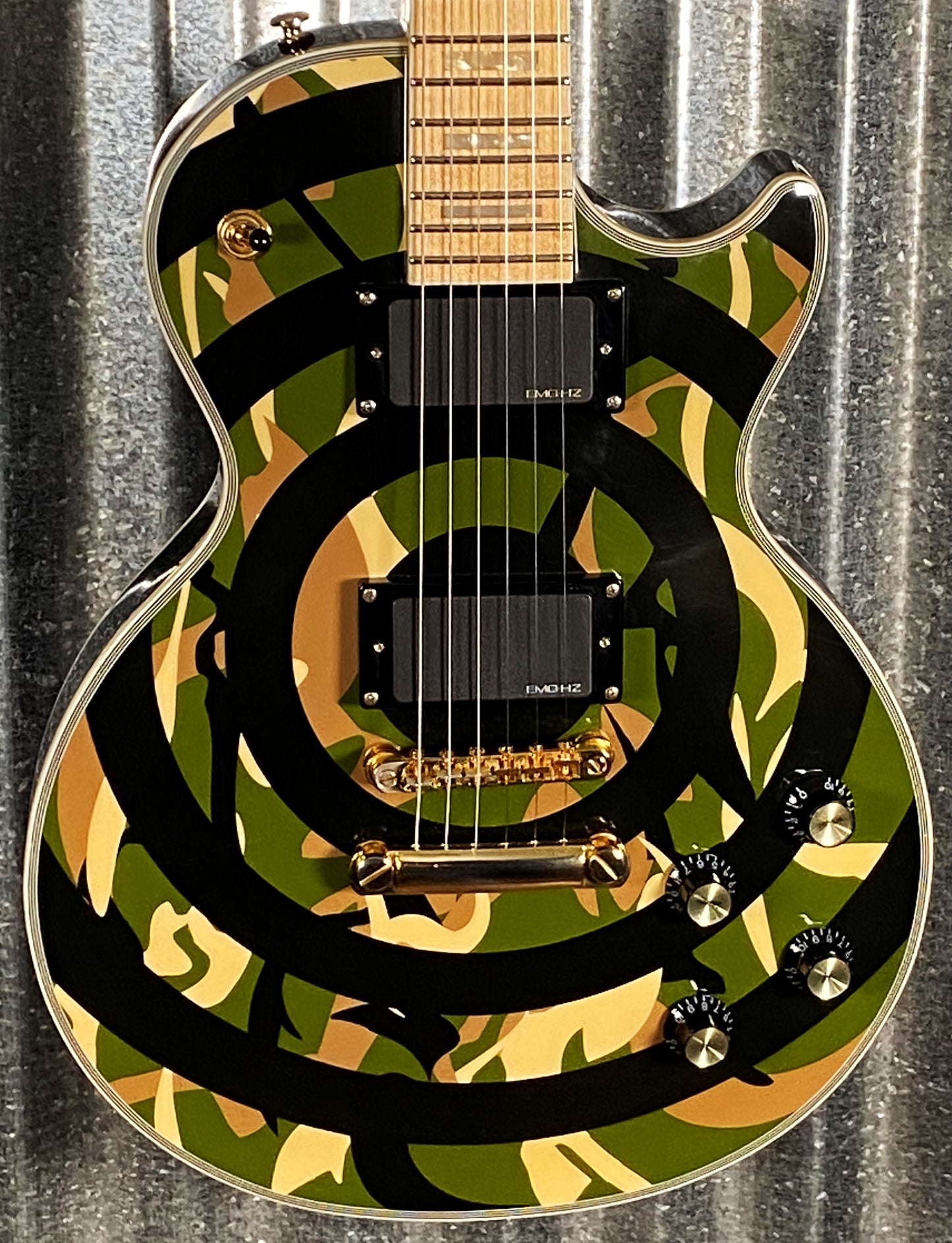 Epiphone Zakk Wylde Signature Bullseye Camo Les Paul Custom Guitar & Case #0928 Used